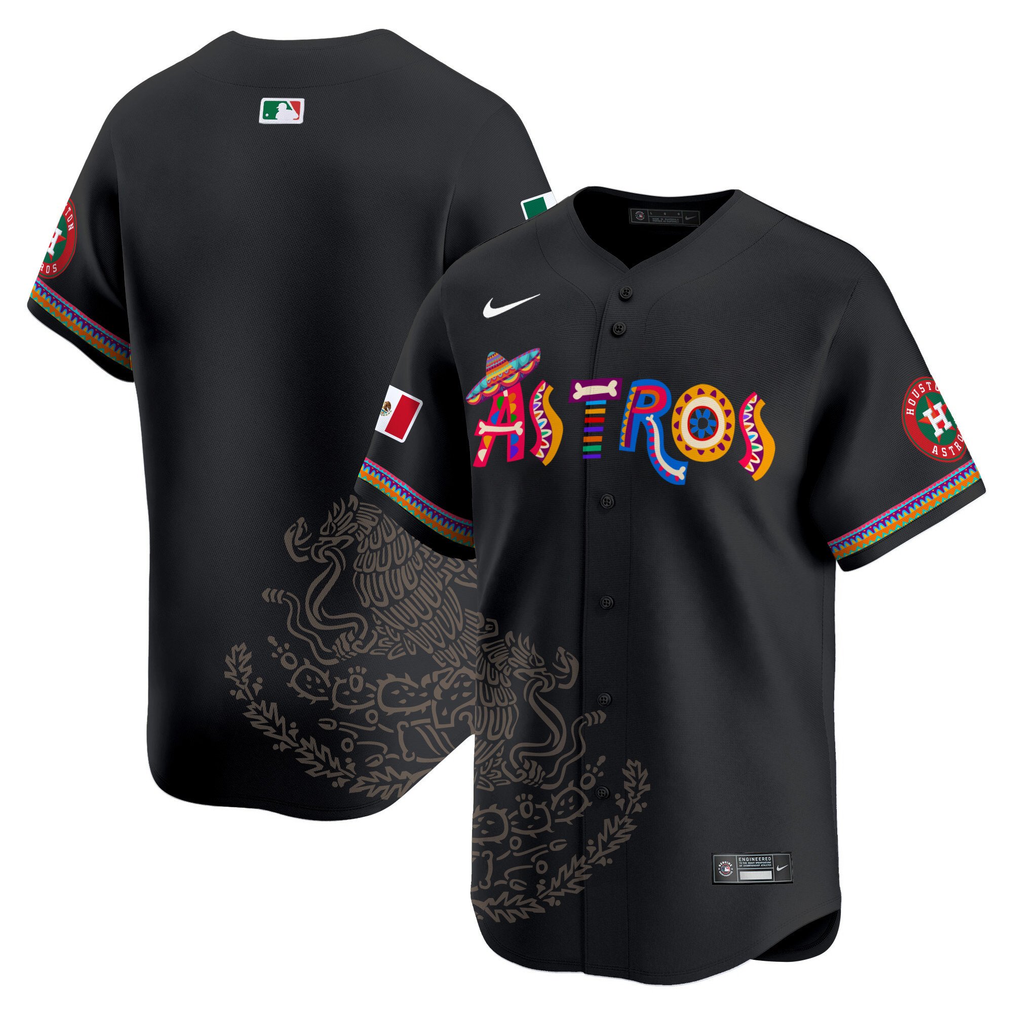 Men's Houston Astros Viva Mexico Heritage Vapor Premier Limited Black Jersey - Printed