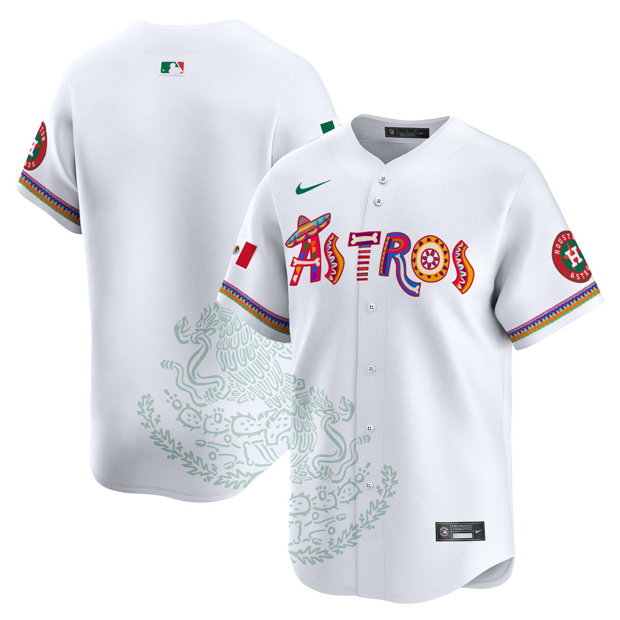 Men's Houston Astros Viva Mexico Heritage Vapor Premier Limited White Jersey - Printed