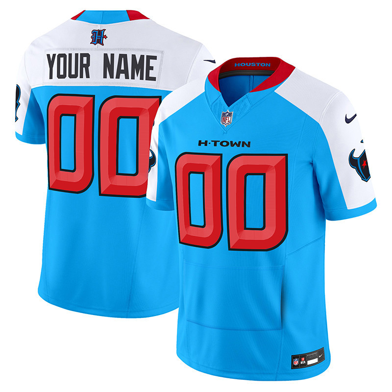 Men's Houston Texans 2024 Vapor Hand Warmer Custom Blue Alternate Jersey V2 - All Stitched