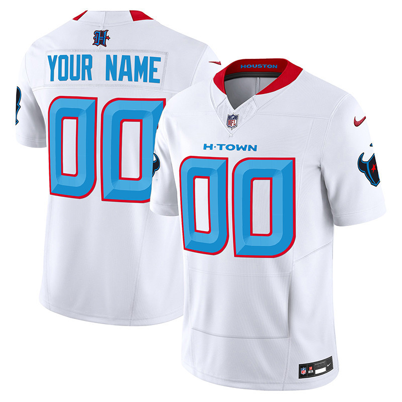 Men's Houston Texans 2024 Vapor Hand Warmer Custom White Jersey V2 - All Stitched