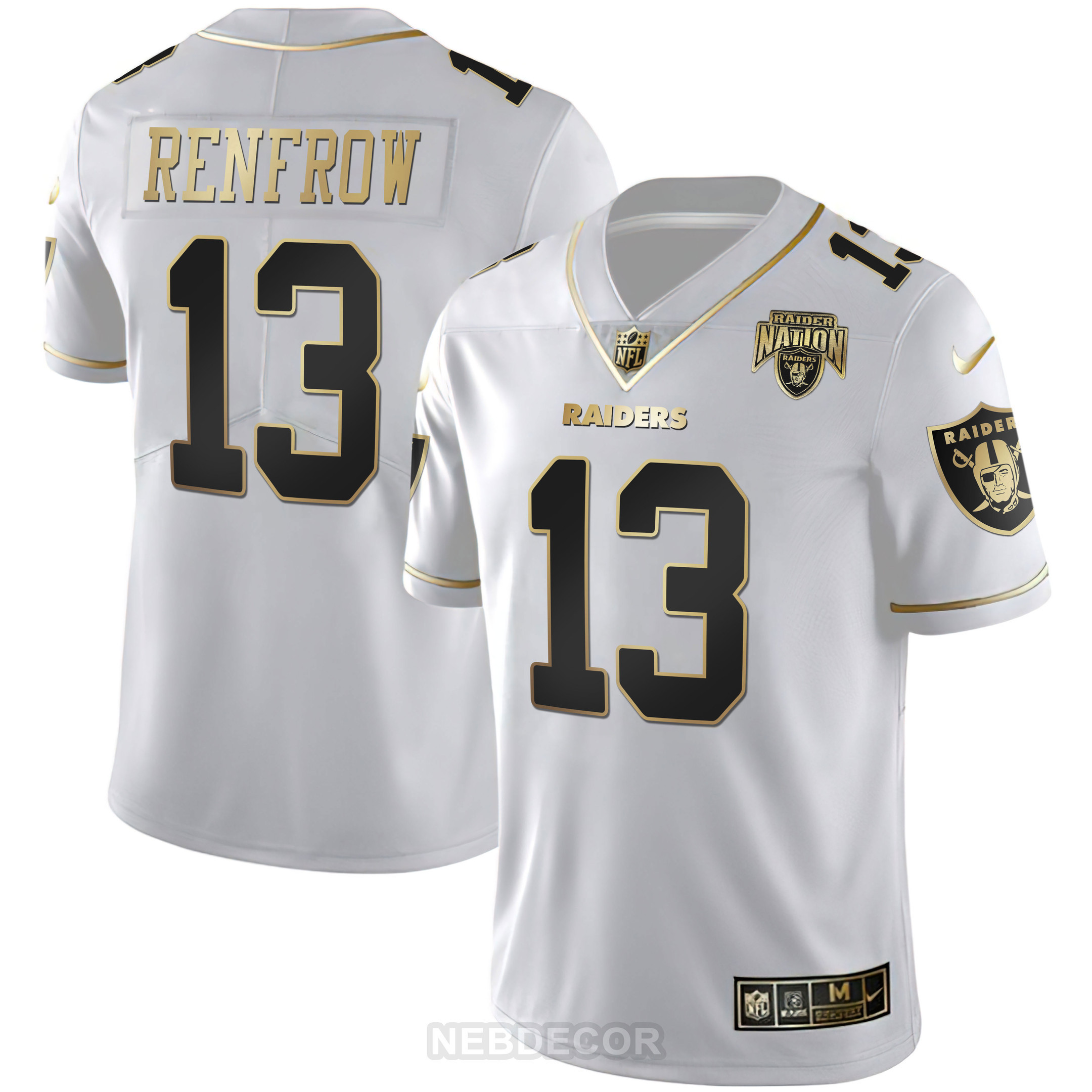 Men's Hunter Renfrow Las Vegas Raiders Nation Patch White Gold and Black Gold White Gold Jersey - All Stitched