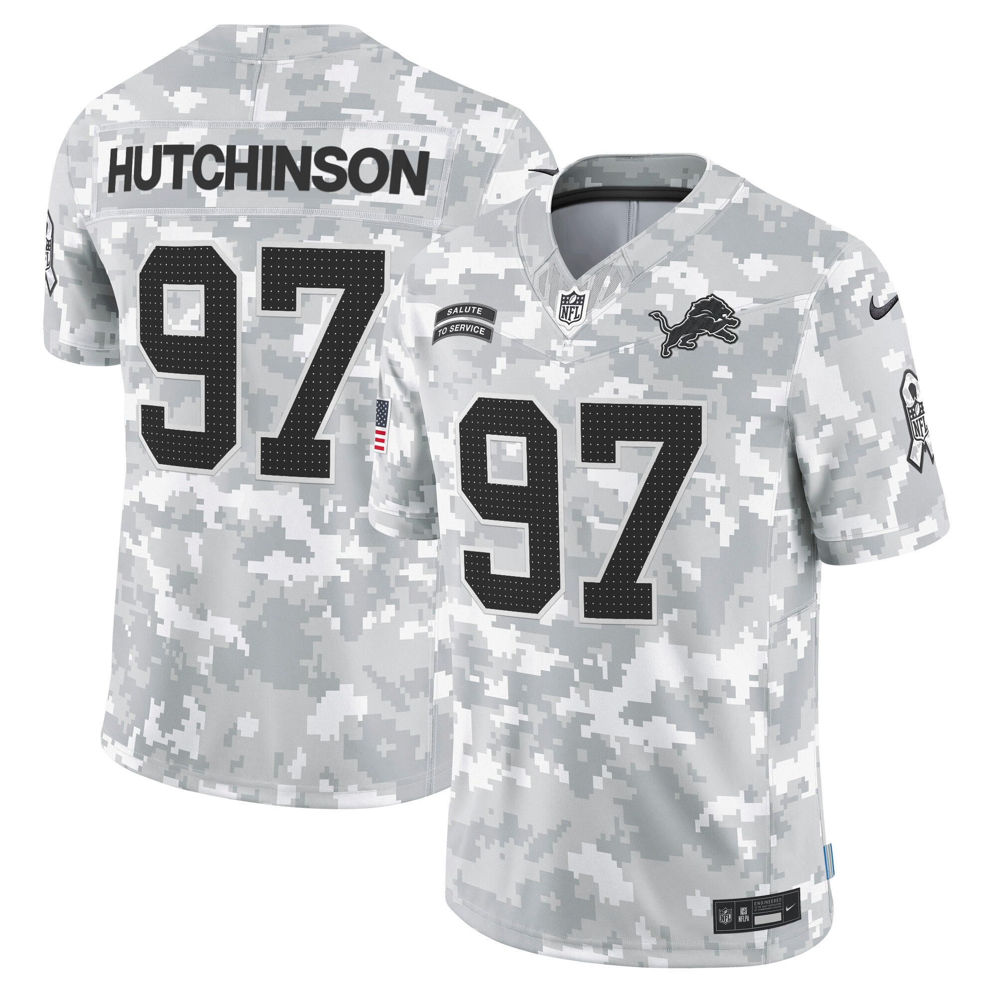 Men's Hutchinson Detroit Lions 2024 Salute to Service Vapor Limited Jersey - Arctic Camo - All Stitched