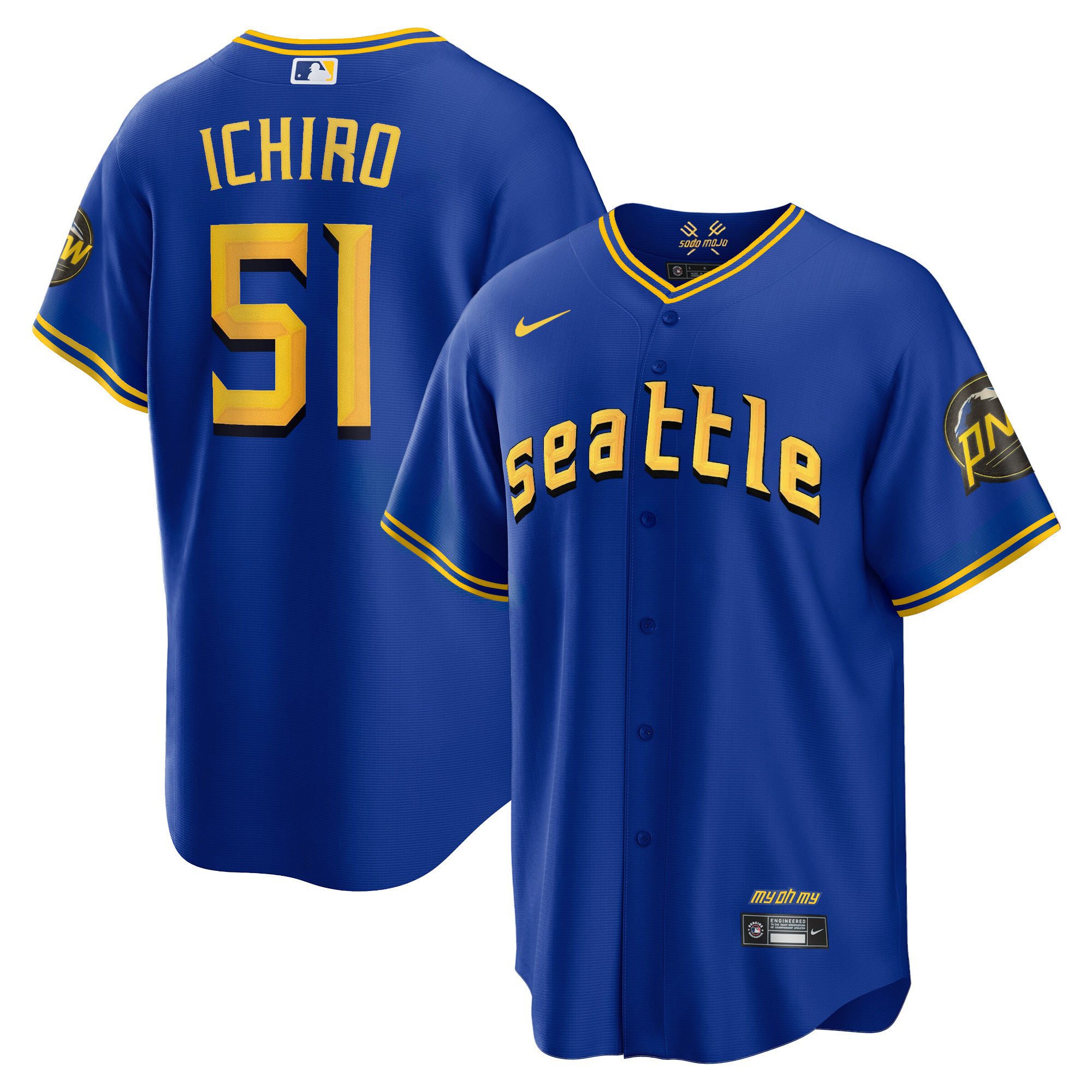 Men's Ichiro Suzuki Seattle Mariners 2023 City Connect Edition Cool Base Jersey - All Stitched