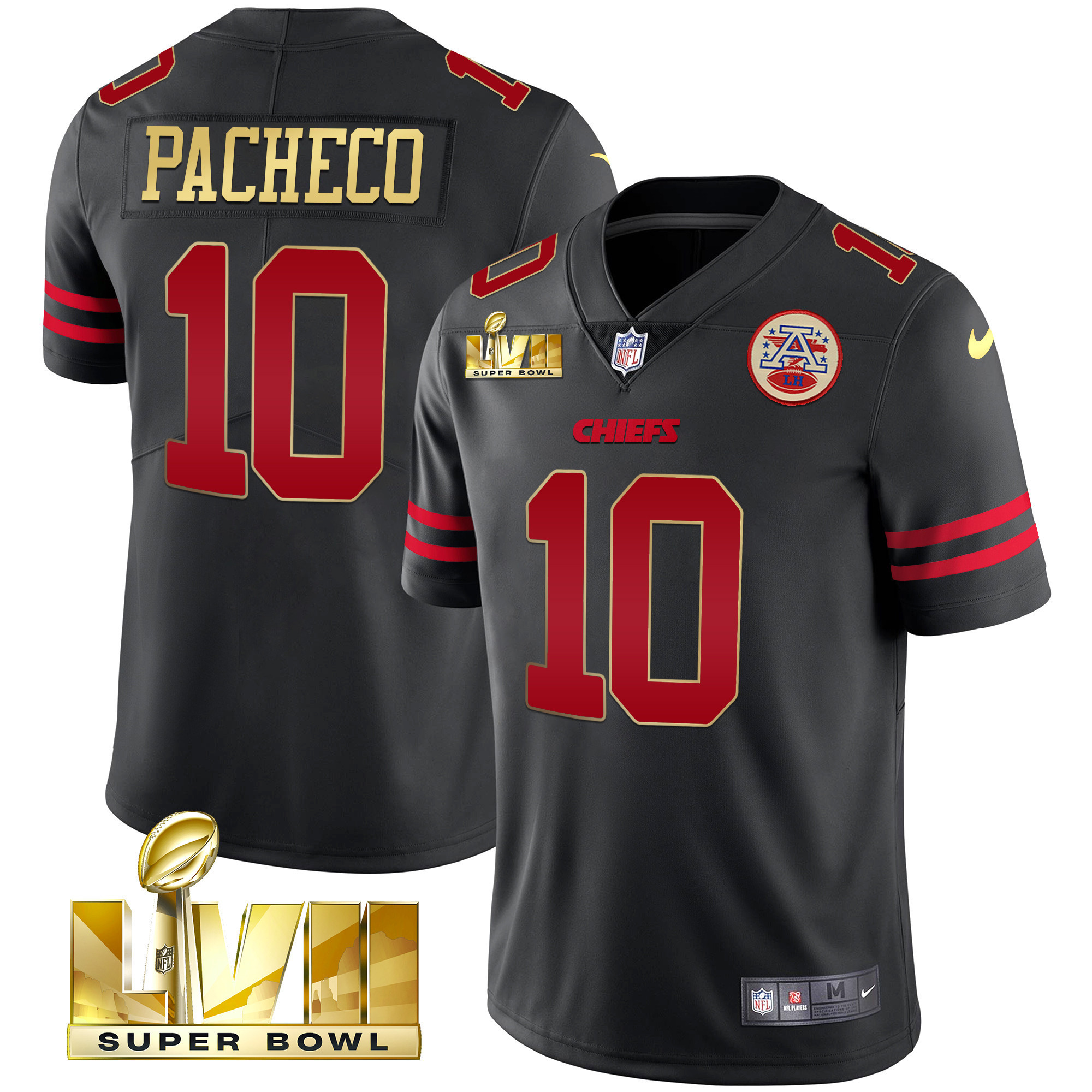 Men's Isiah Pacheco Kansas City Chiefs Super Bowl LVII Gold Trim Vapor Gold Trim Jersey - All Stitched