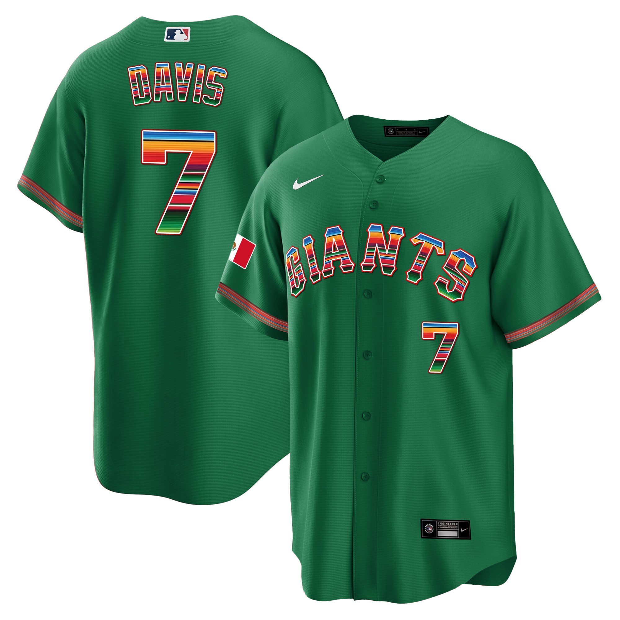 Men's J.D. Davis San Francisco Giants Mexico Cool Base Limited Green Jersey - All Stitched