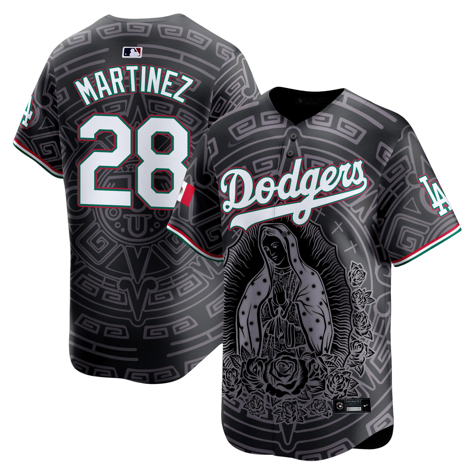 Men's J.D. Martinez Los Angeles Dodgers Mexico Guadalupe Vapor Premier Limited Black Jersey V2 - Printed