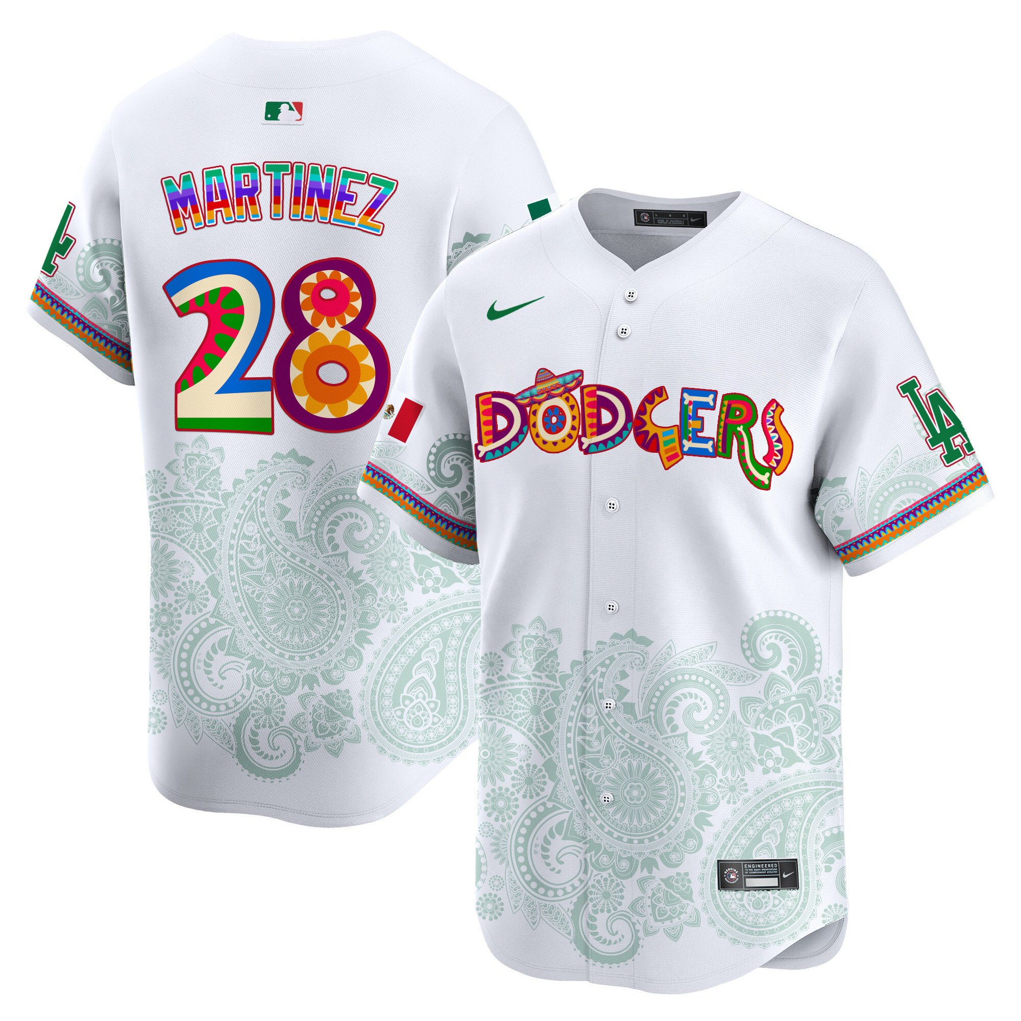 Men's J.D. Martinez Los Angeles Dodgers Paisley Mexico Vapor Premier Limited White Jersey - Printed