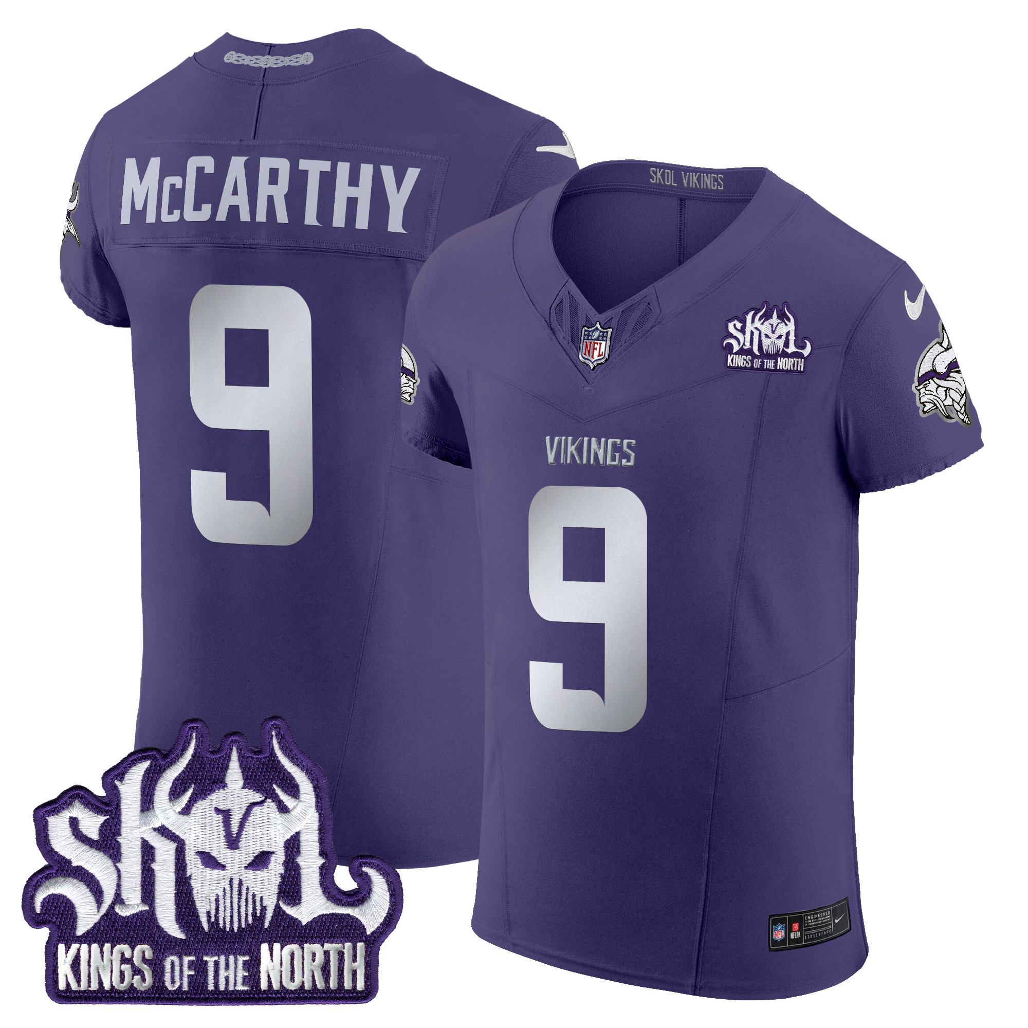 Men's J.J. McCarthy Minnesota Vikings 2024 Winter Warrior Skol Patch Vapor Elite Purple Jersey - All Stitched