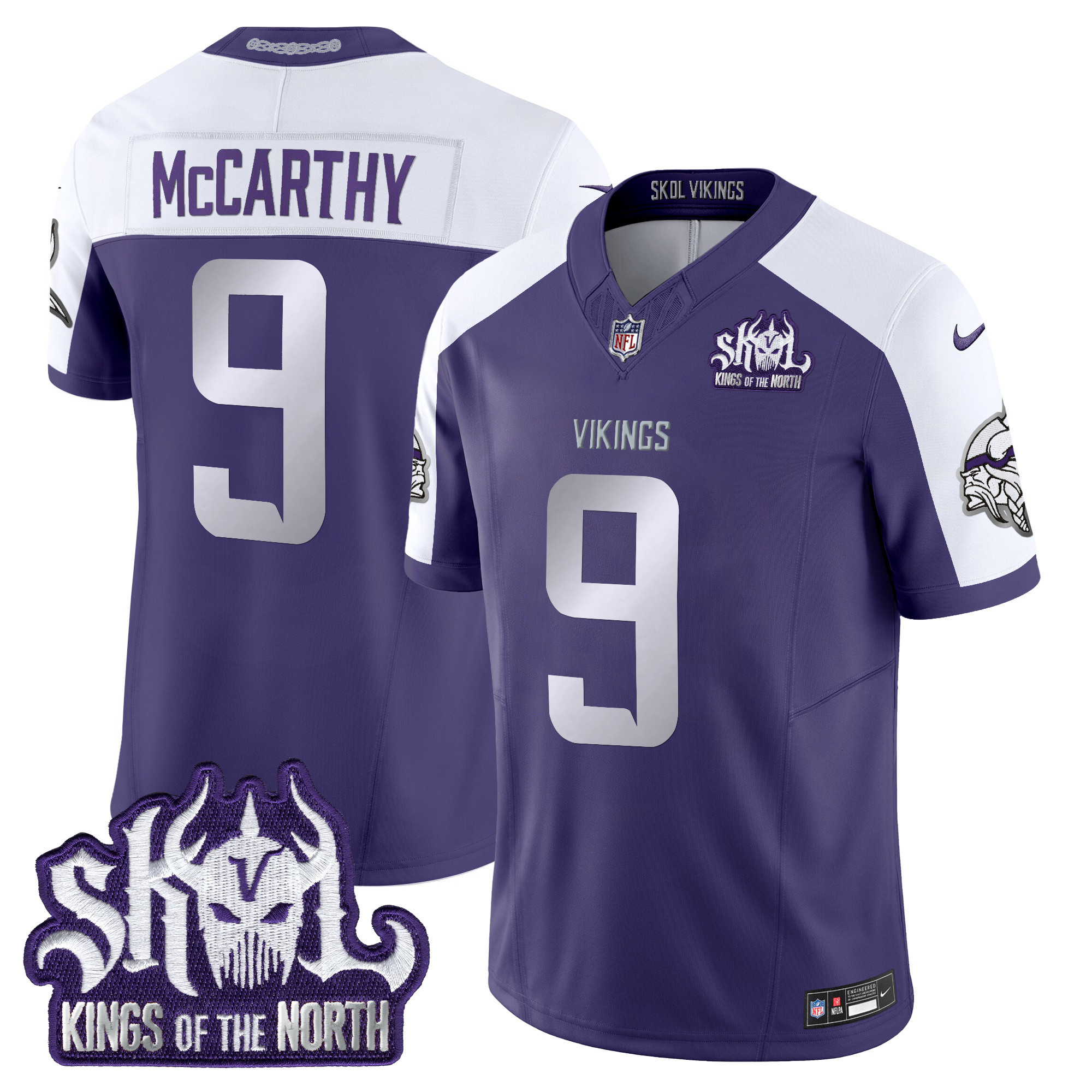 Men's J.J. McCarthy Minnesota Vikings 2024 Winter Warrior Skol Patch Vapor Limited Purple Alternate Jersey - All Stitched