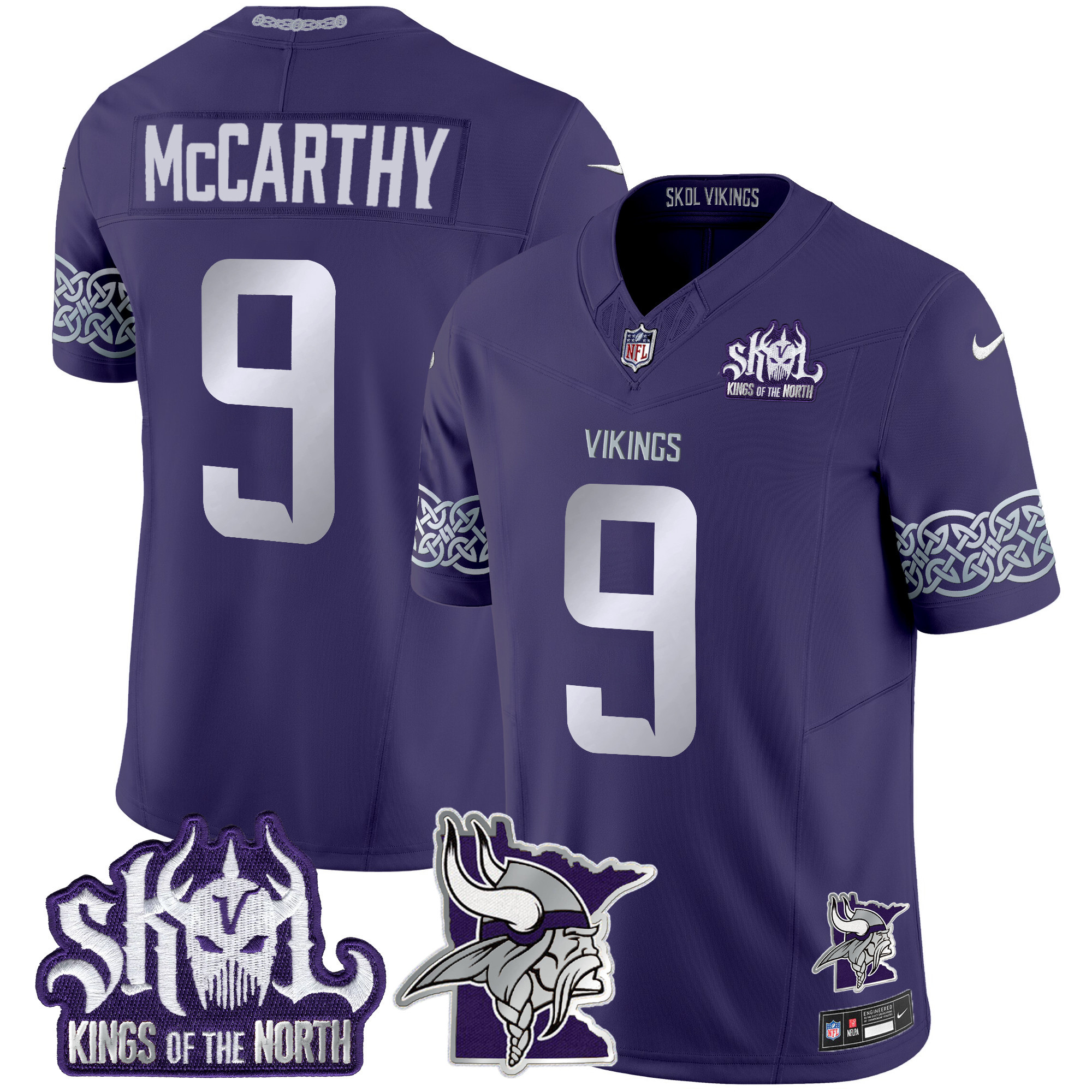 Men's J.J. McCarthy Minnesota Vikings 2024 Winter Warrior Skol Patch Vapor Limited Purple Jersey V2 - All Stitched