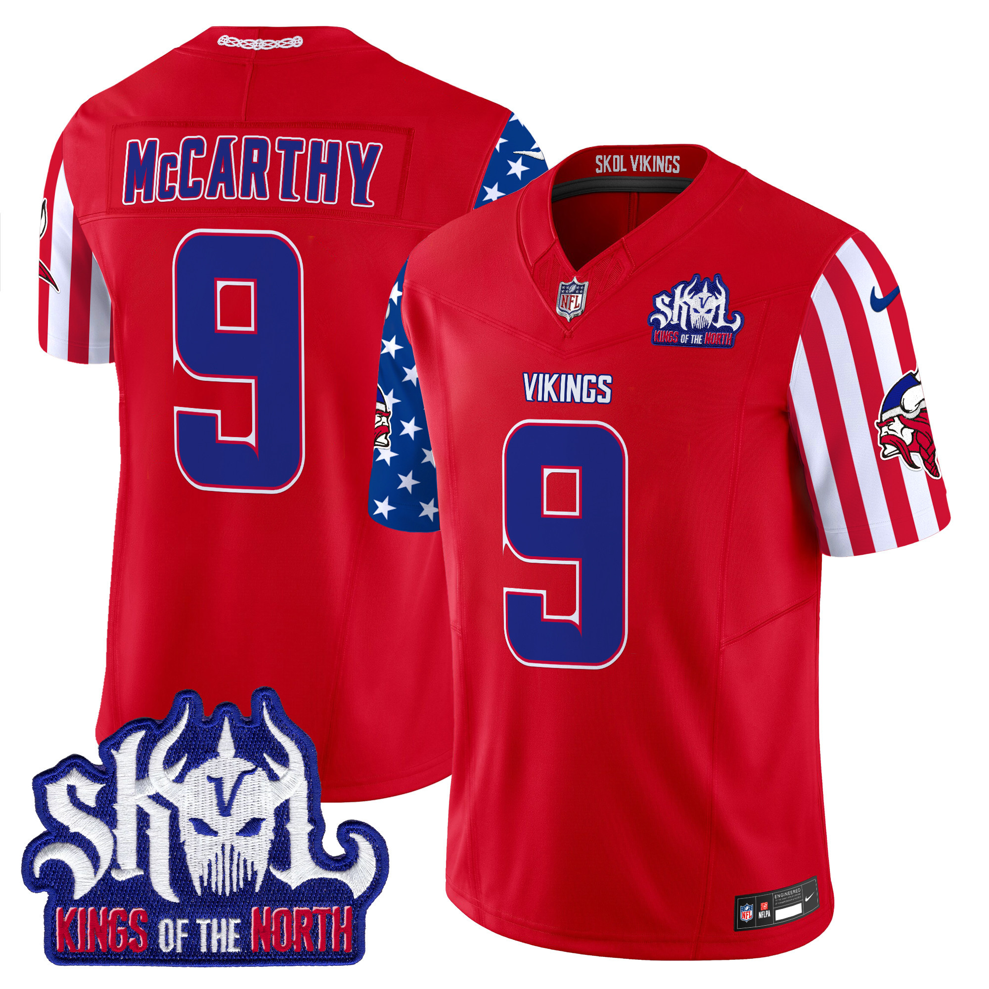 Men's J.J. McCarthy Minnesota Vikings American Style Vapor Limited Red Jersey - All Stitched