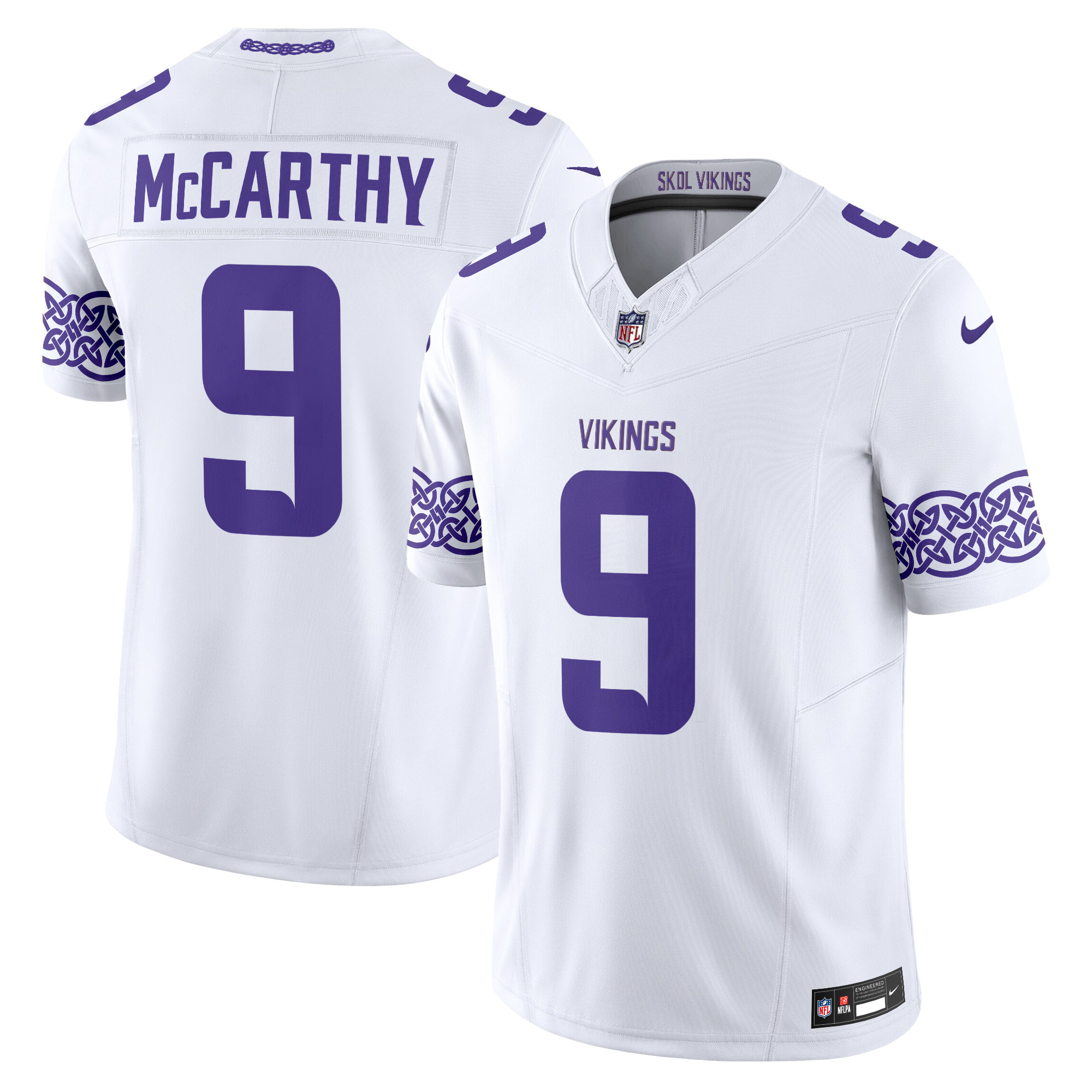Men's J.J. McCarthy Minnesota Vikings Nordic Pattern Vapor Limited White Jersey - All Stitched