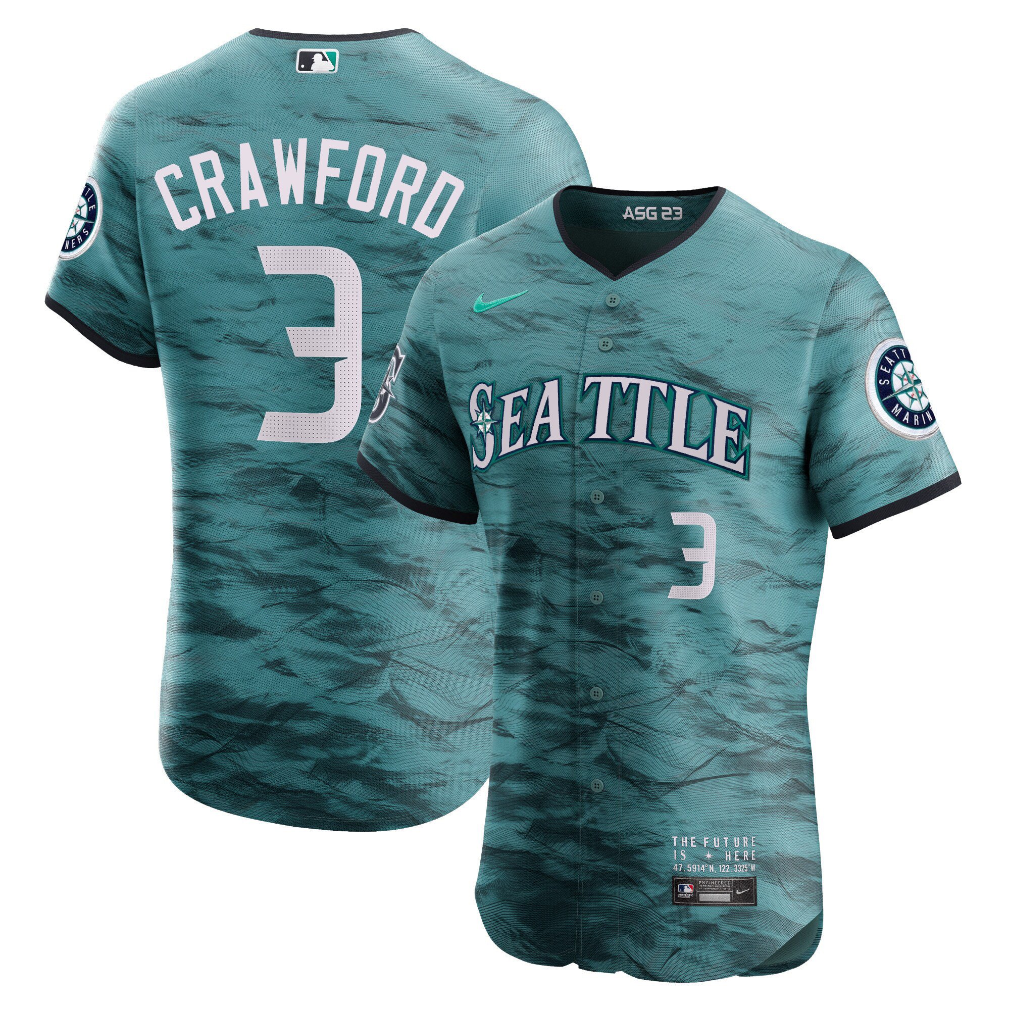 Men's J.P. Crawford Seattle Mariners 2023 All-Star Game Teal Jersey - All Stitched