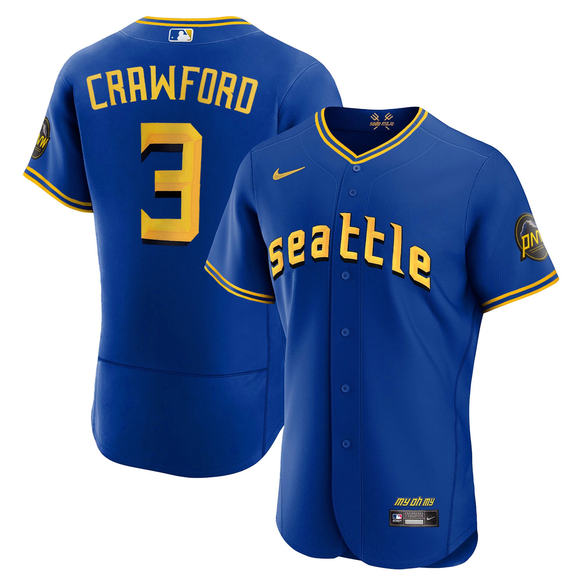 Men's J.P. Crawford Seattle Mariners 2023 City Connect Collection Flex Royal Jersey - All Stitched