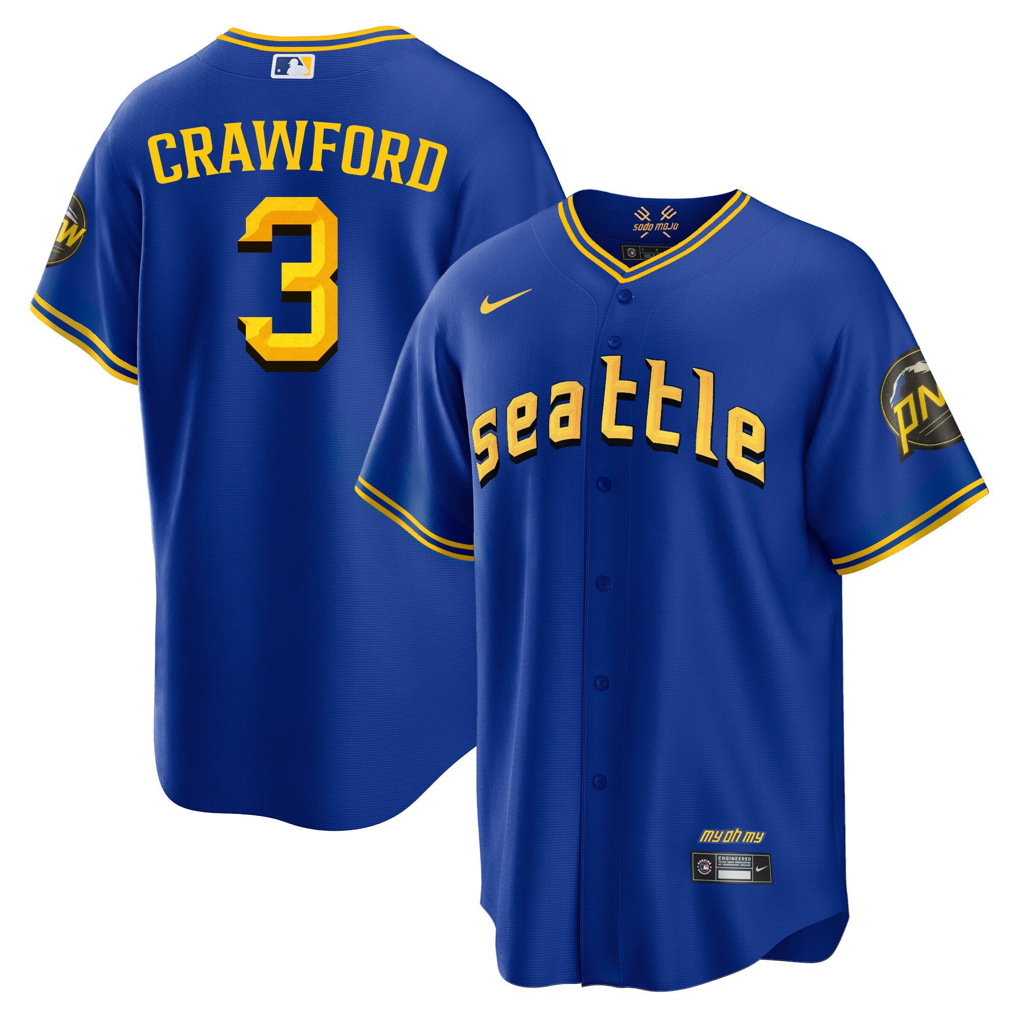 Men's J.P. Crawford Seattle Mariners 2023 City Connect Fan Made Edition Cool Base Jersey - All Stitched