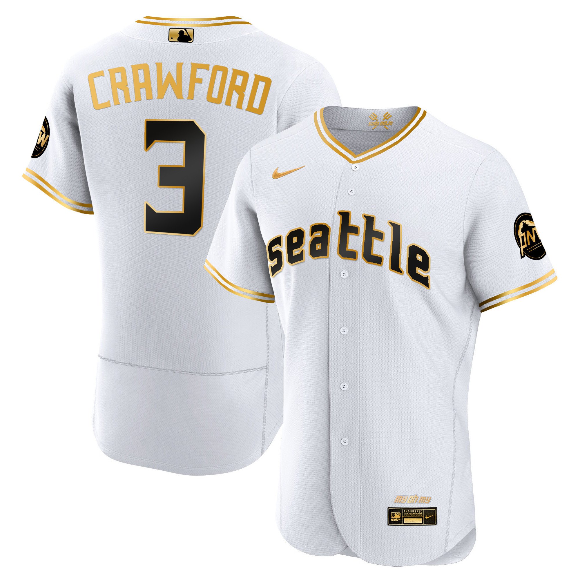 Men's J.P. Crawford Seattle Mariners 2023 City Connect Gold Flex White Gold Jersey - All Stitched