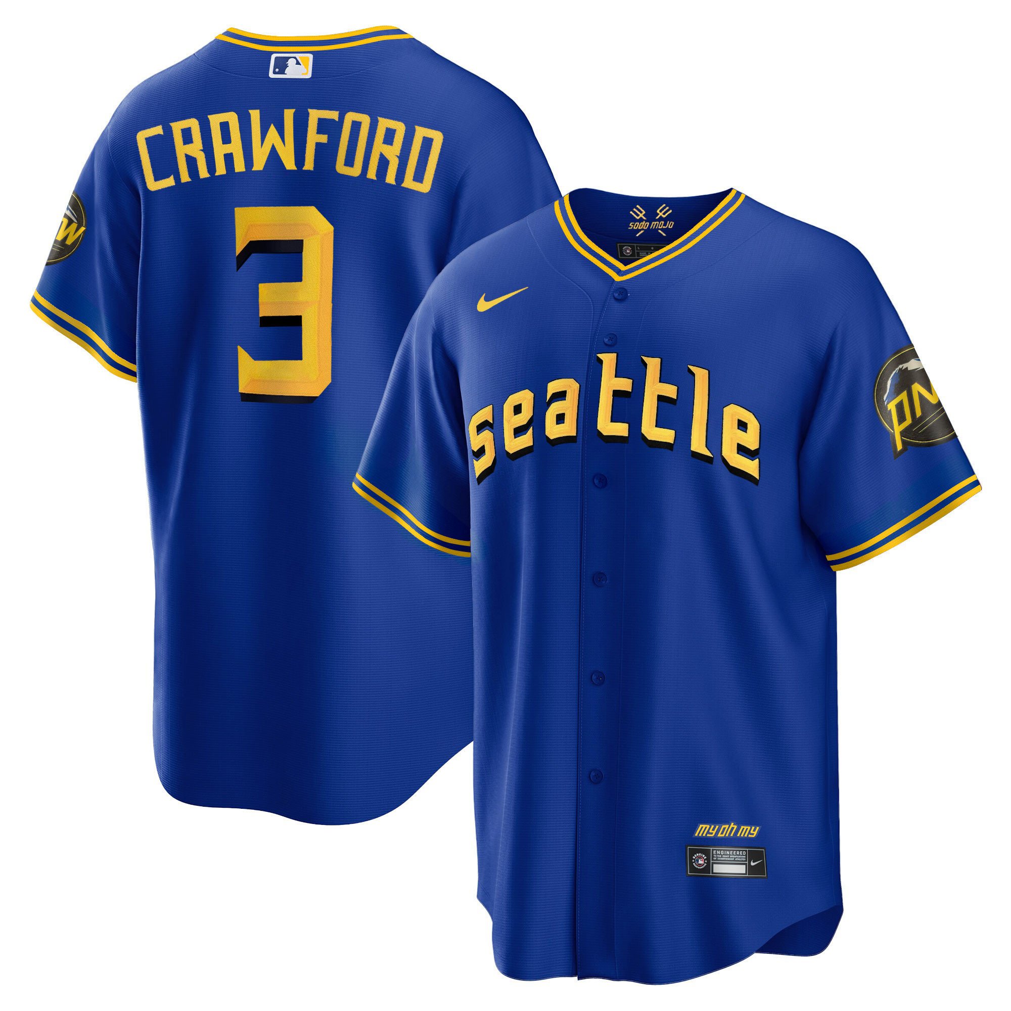 Men's J.P. Crawford Seattle Mariners City Connect Cool Base Royal Jersey - All Stitched