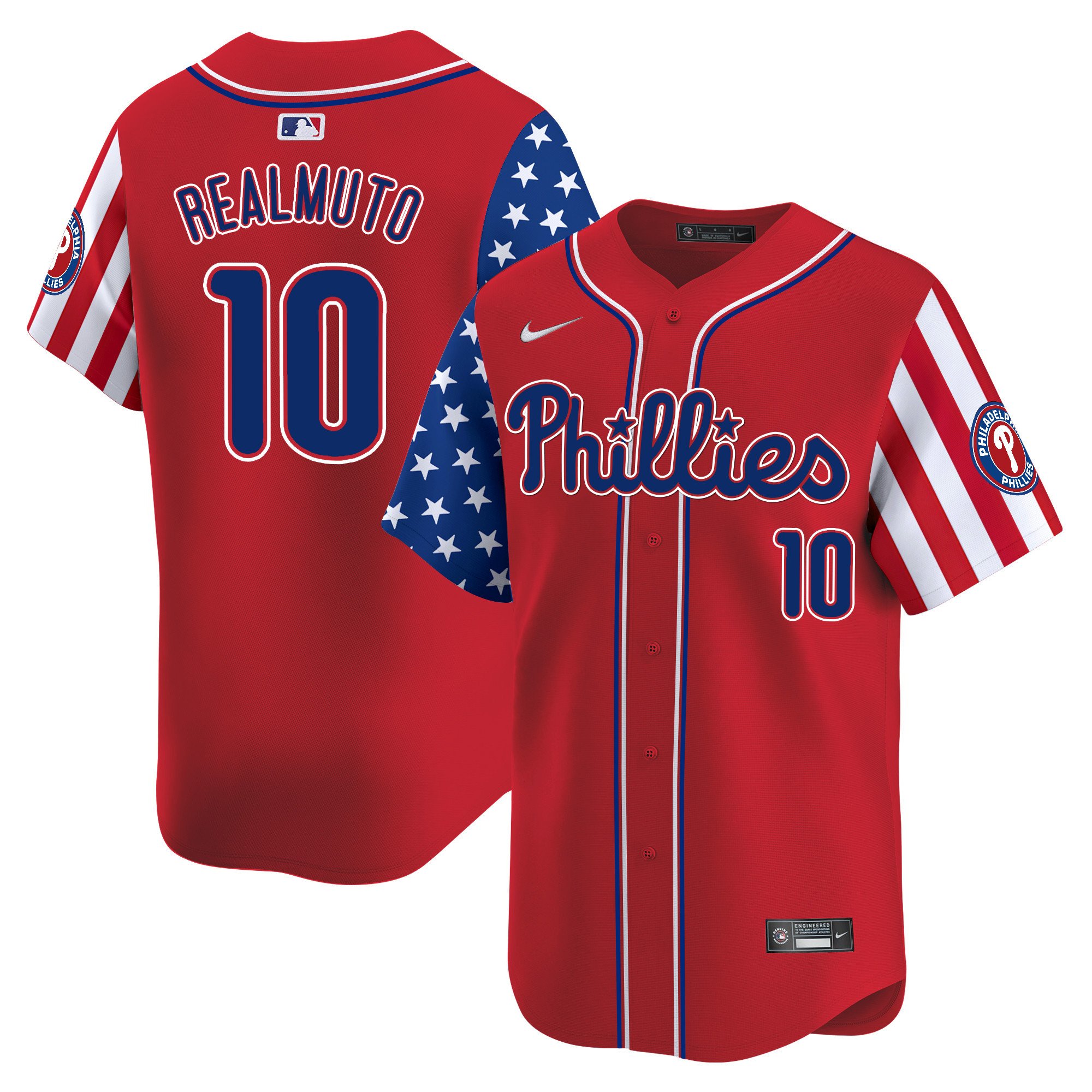 Men's J.T. Realmuto Philadelphia Phillies 2024 Independence Day Vapor Premier Limited Red Jersey - All Stitched