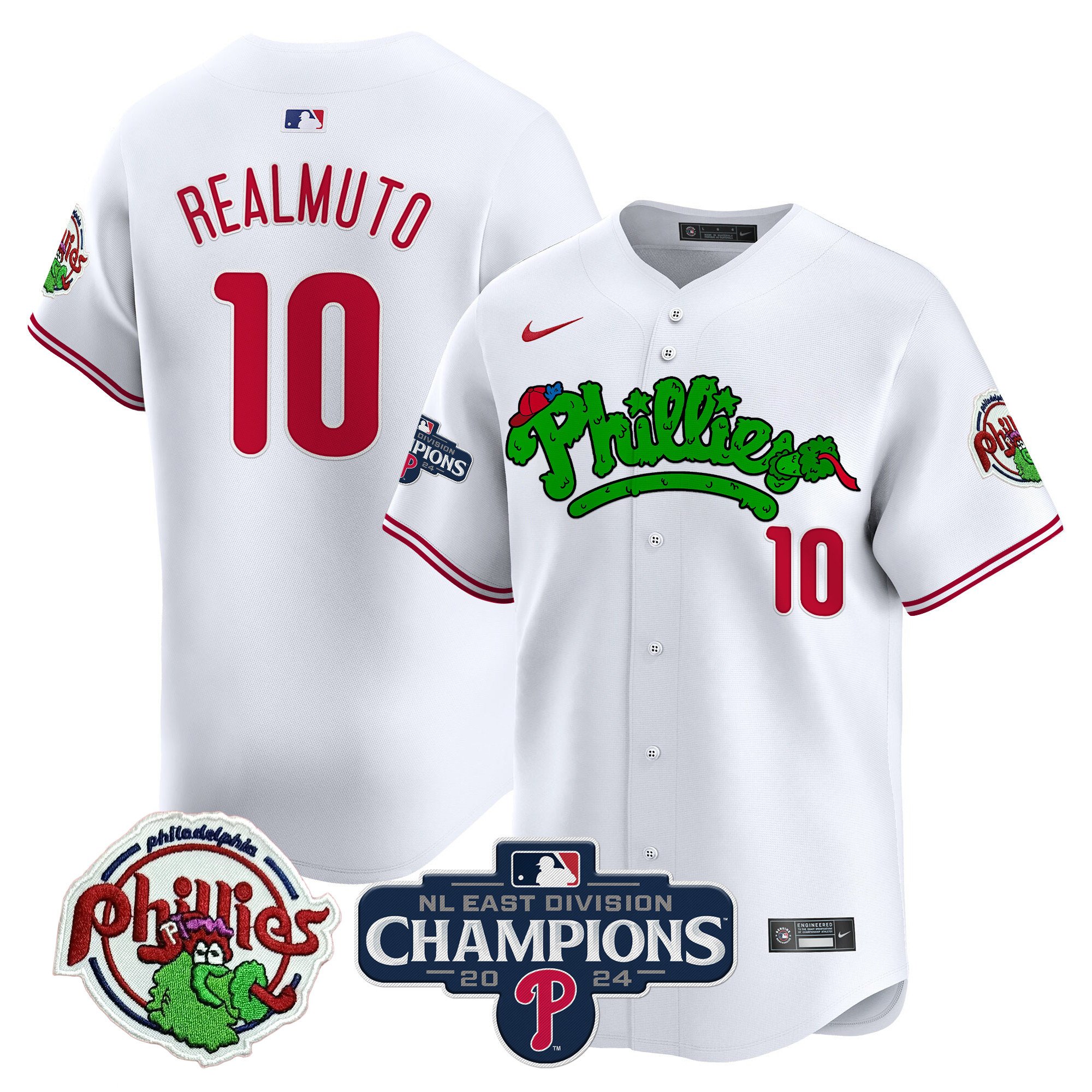 Men's J.T.Realmuto Philadelphia Phillies Phanatic 2024 NL East Division Champions Vapor Premier Limited White Jersey - All Stitched
