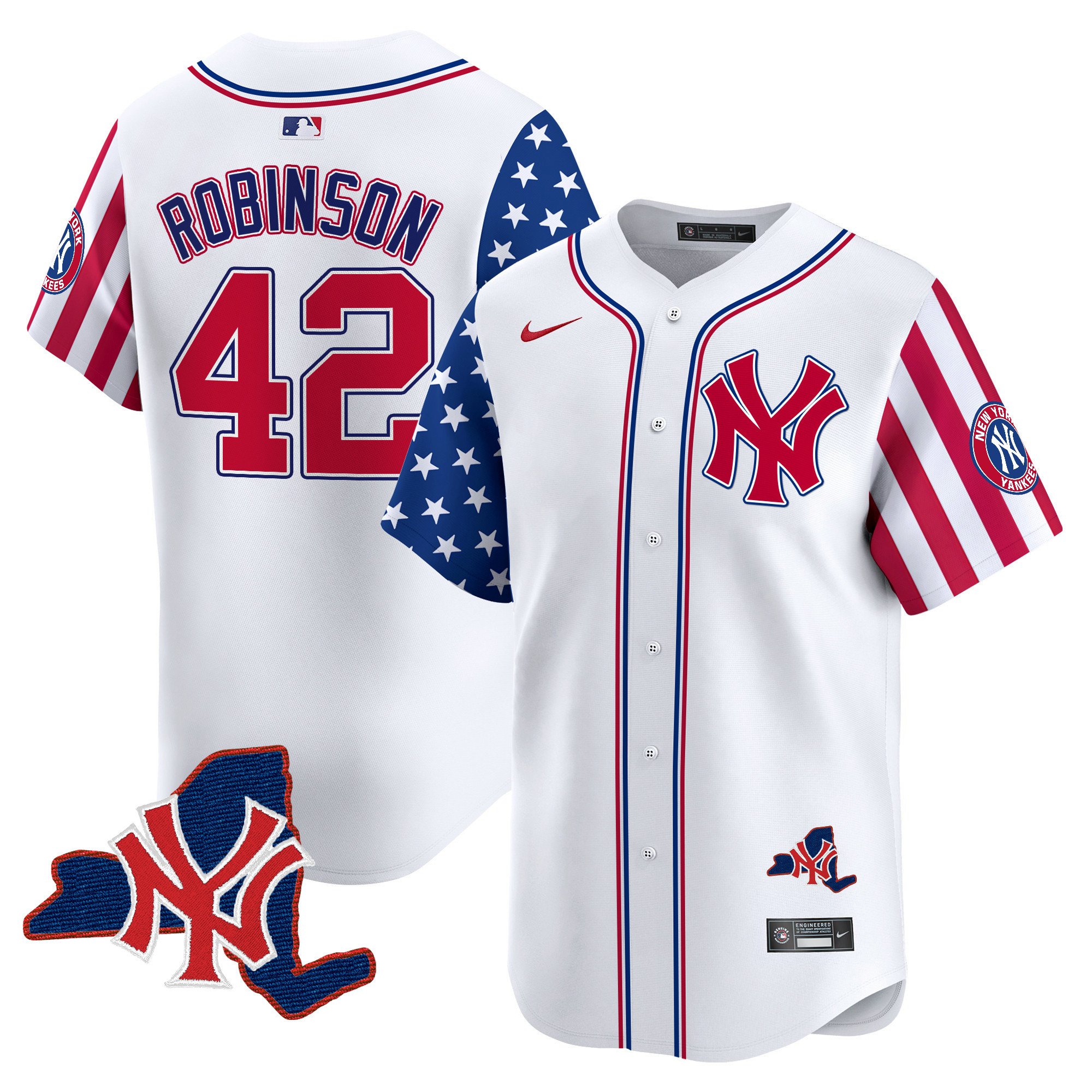 Men's Jackie Robinson New York Yankees 2024 Independence Day Vapor Premier Limited White Jersey V2 - All Stitched
