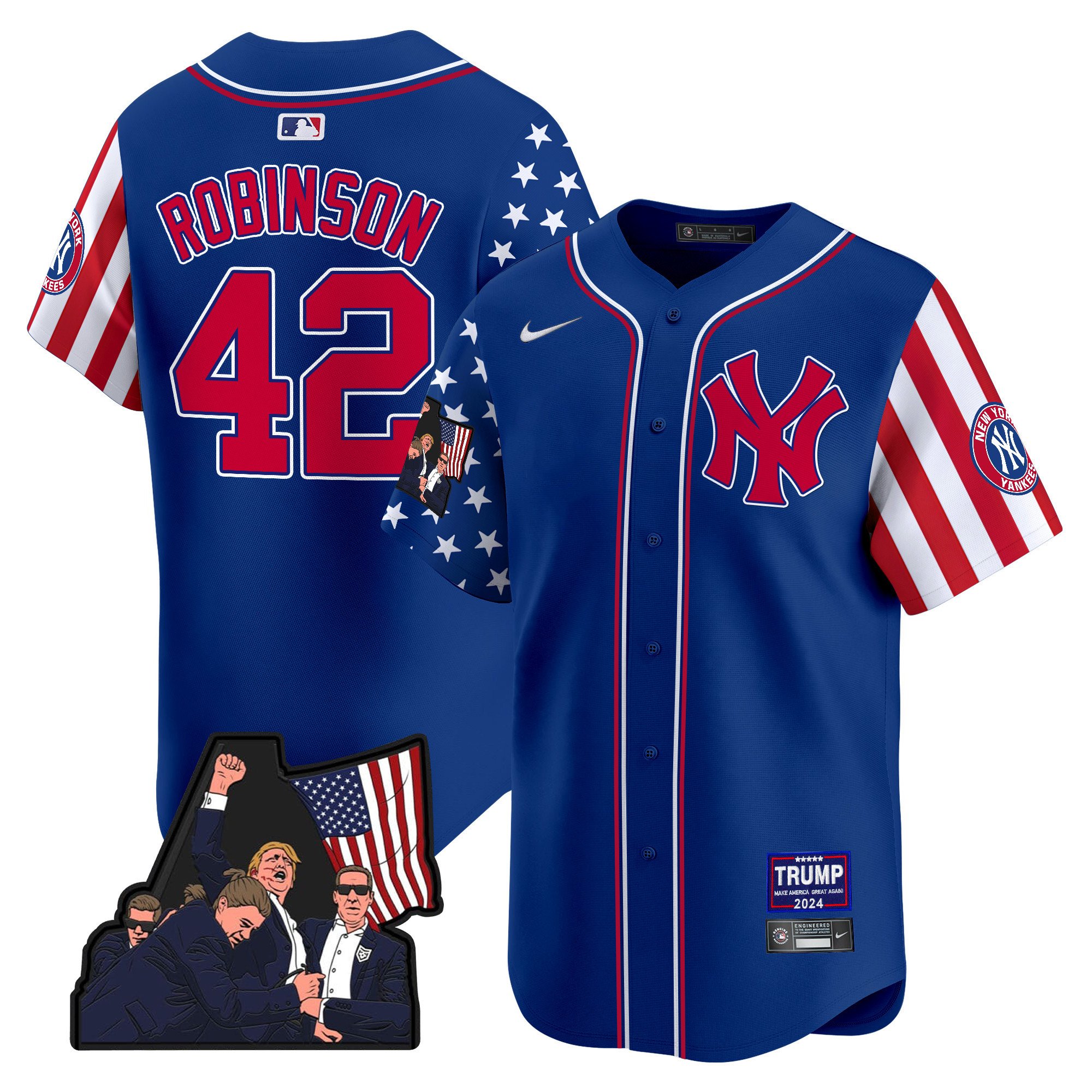 Men's Jackie Robinson New York Yankees Make American Great Again Vapor Premier Limited Royal Jersey - All Stitched