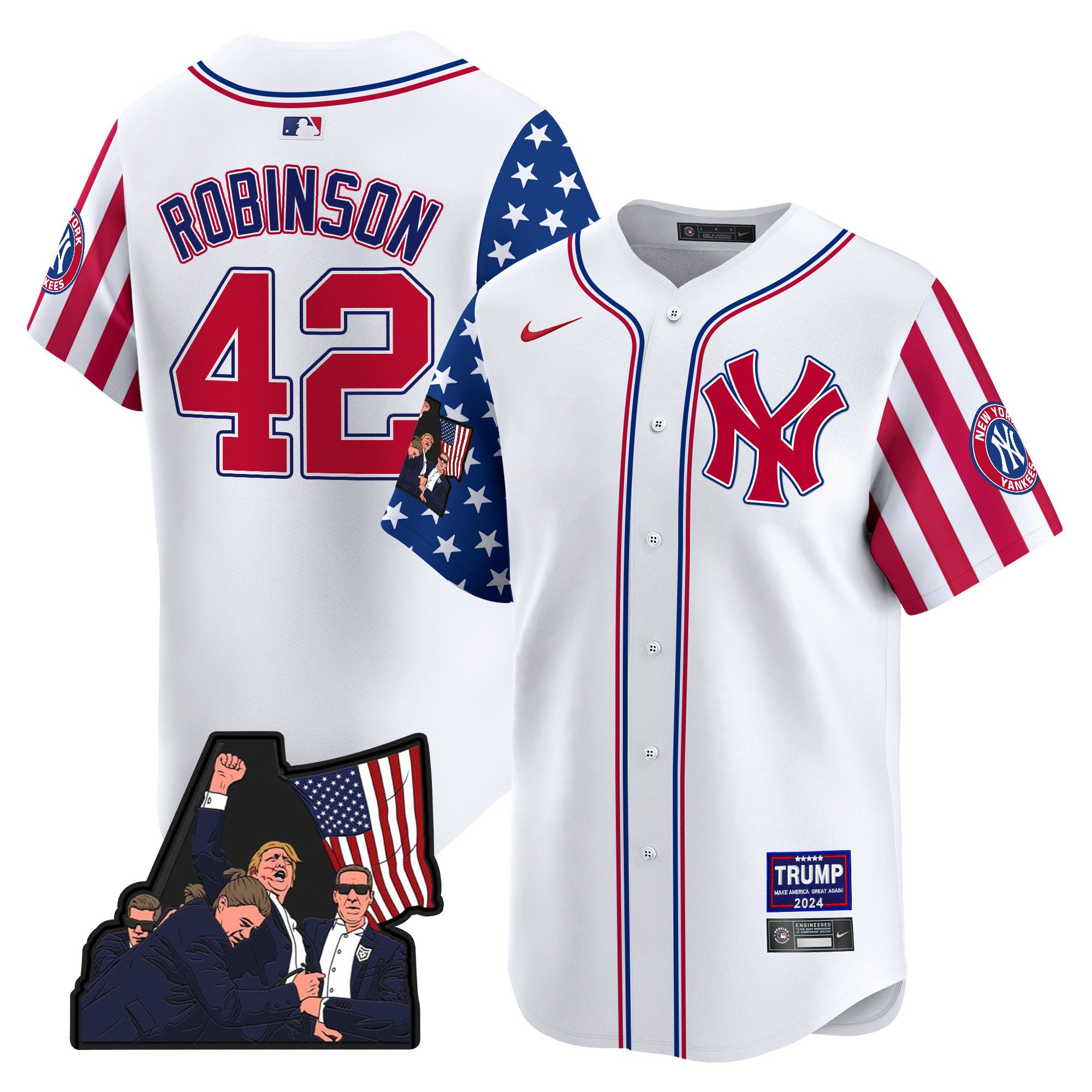 Men's Jackie Robinson New York Yankees Make American Great Again Vapor Premier Limited White Jersey - All Stitched