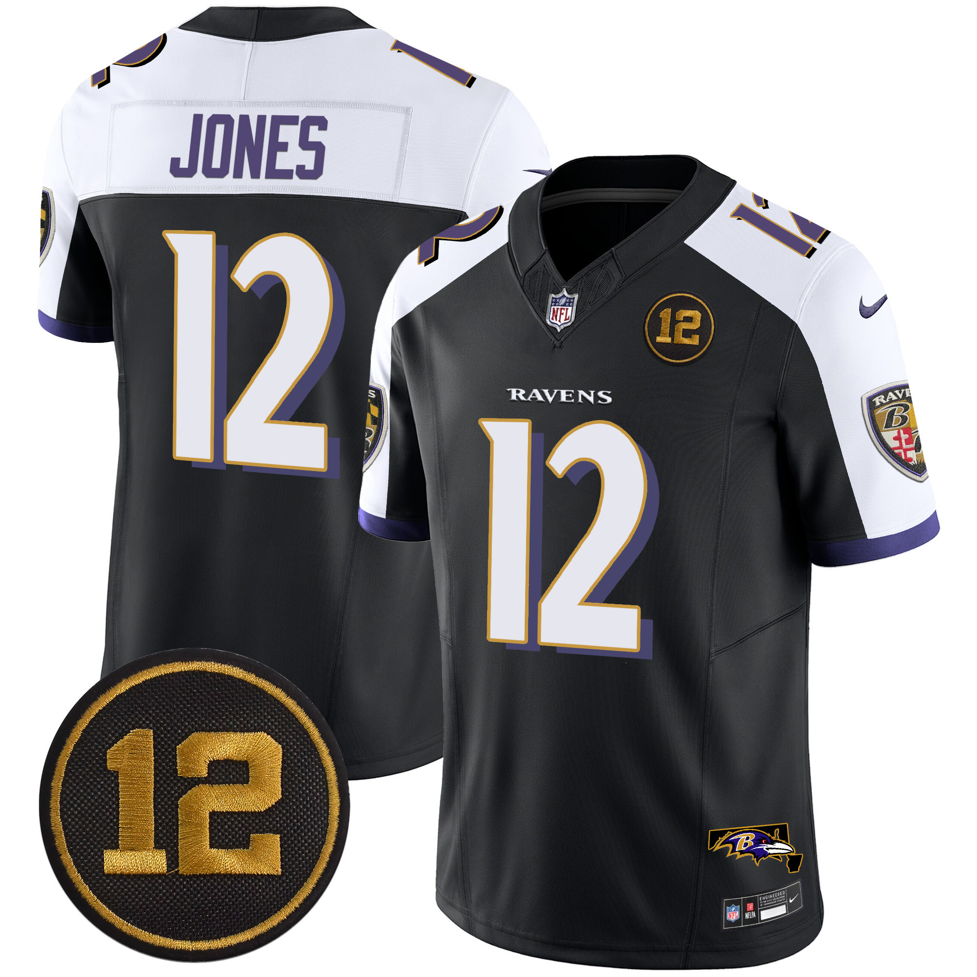 Men's Jacoby Jones Baltimore Ravens Jacoby Jones Patch Vapor Limited Black Alternate Jersey - All Stitched