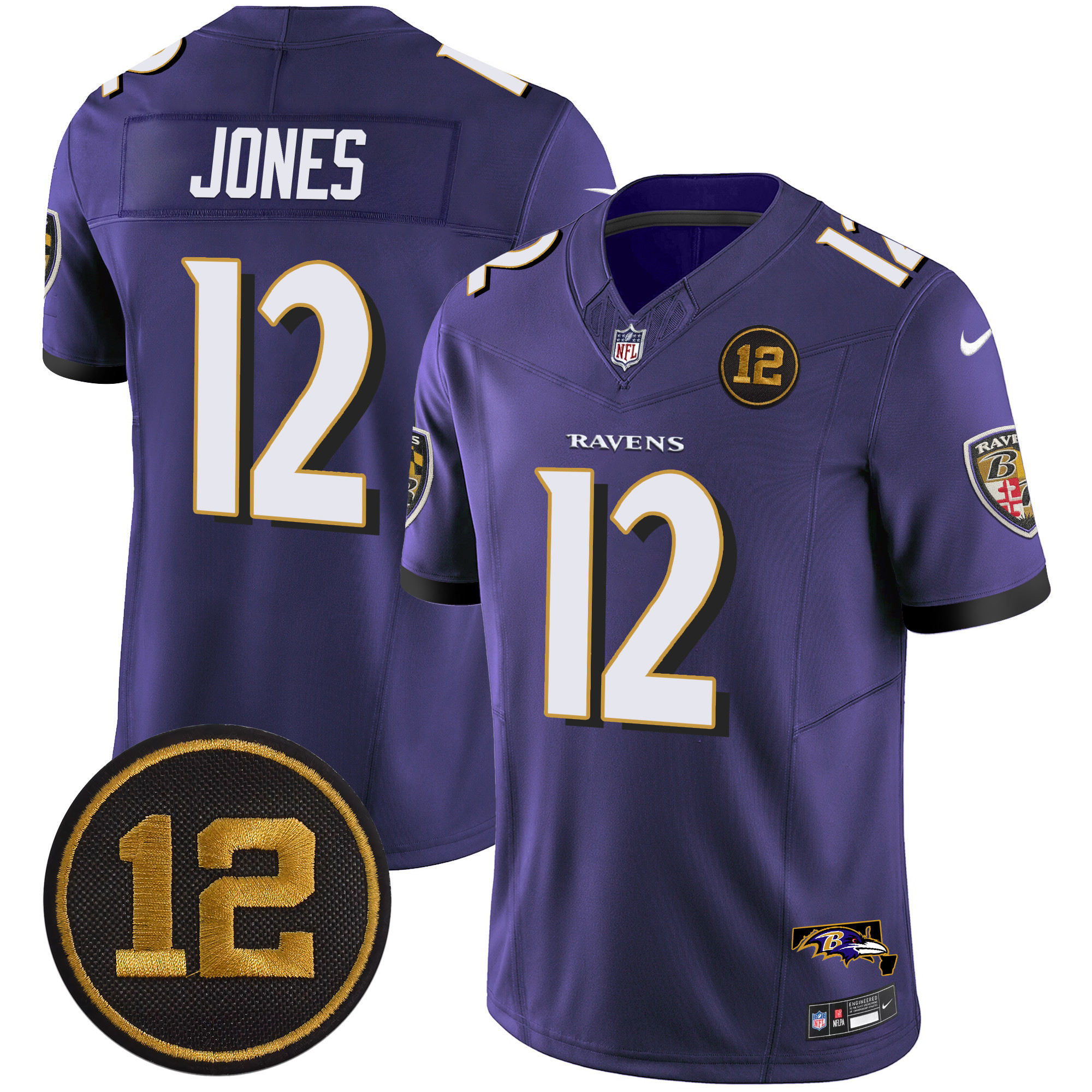Men's Jacoby Jones Baltimore Ravens Jacoby Jones Patch Vapor Limited Purple Jersey - All Stitched