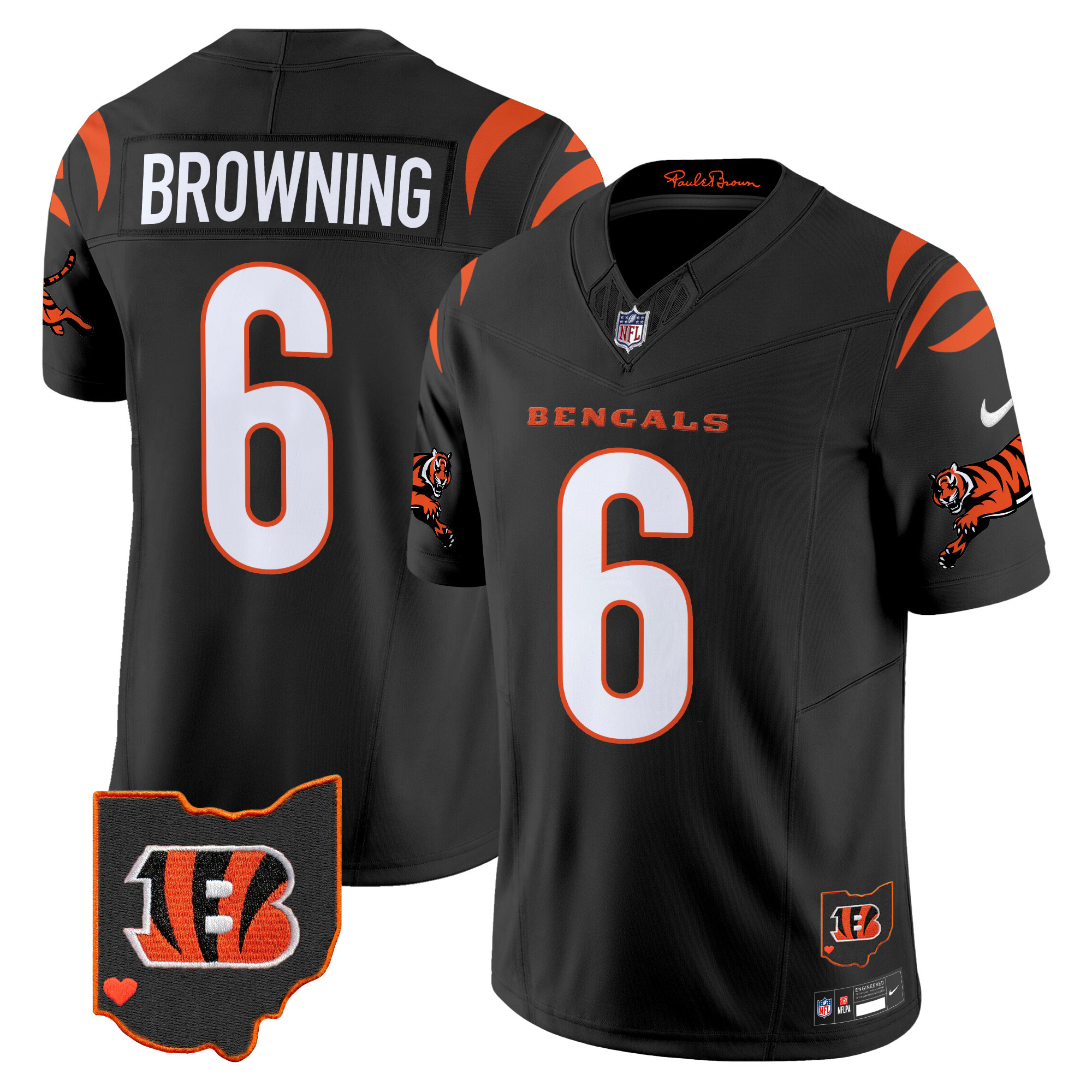 Men's Jake Browning Cincinnati Bengals 2024 Vapor Limited Black Jersey - All Stitched