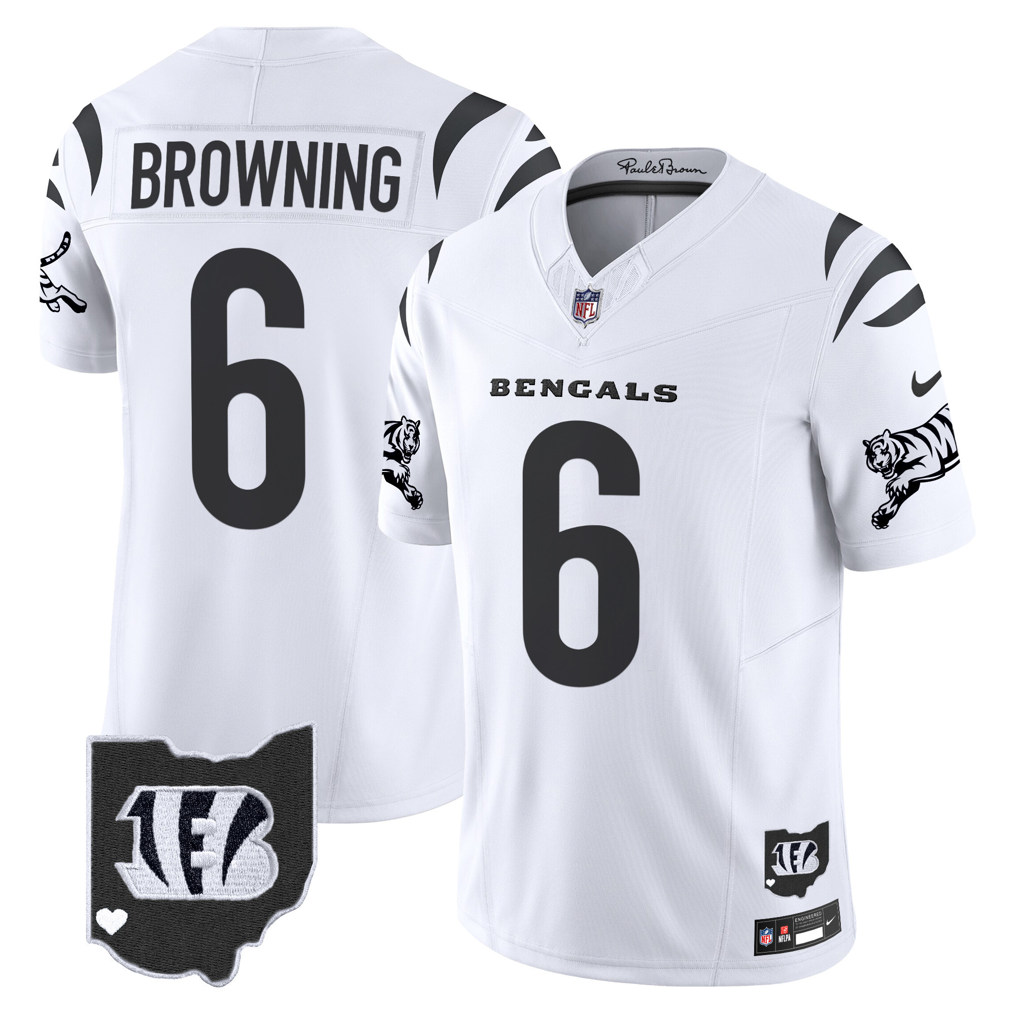 Men's Jake Browning Cincinnati Bengals 2024 Vapor Limited White Limited Jersey - All Stitched