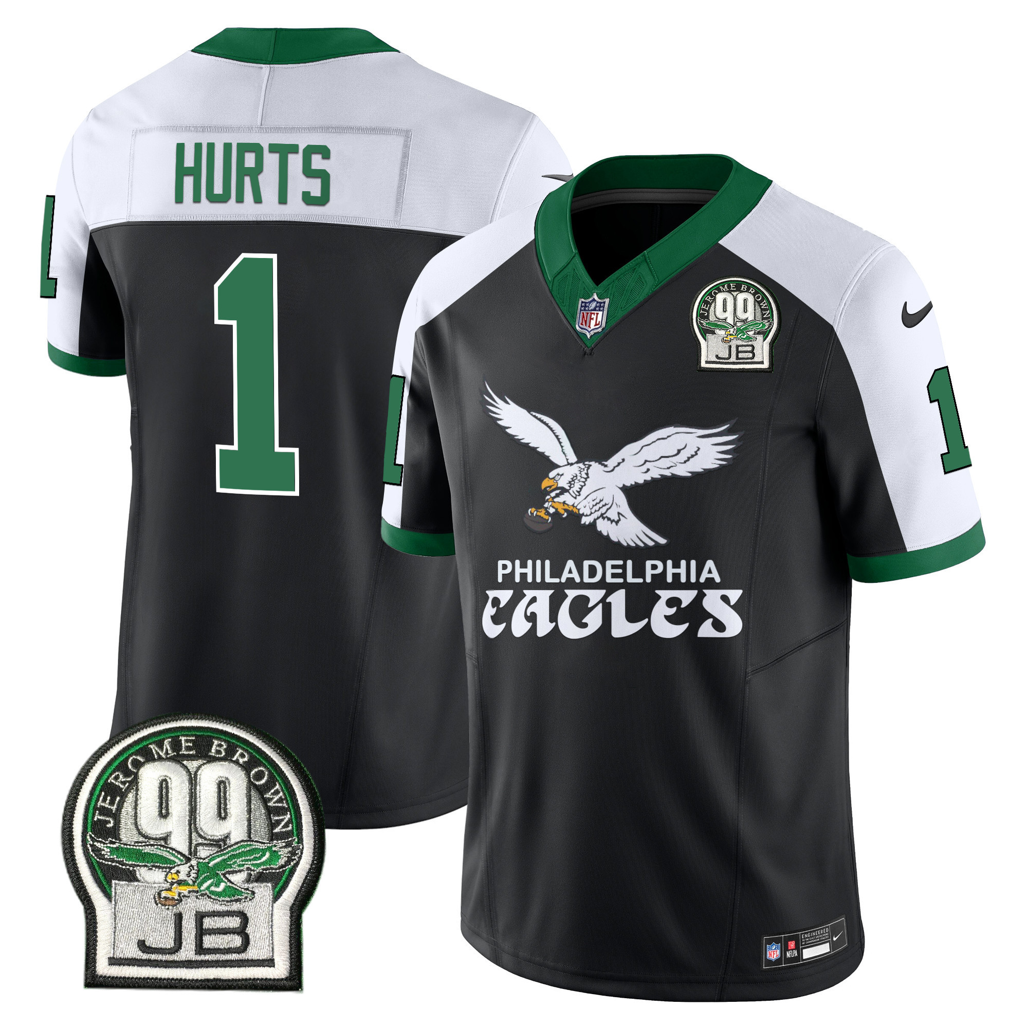 Men's Jalen Hurts Philadelphia Eagles Kelly Green Vapor Limited Black Alternate Jersey V5 - All Stitched