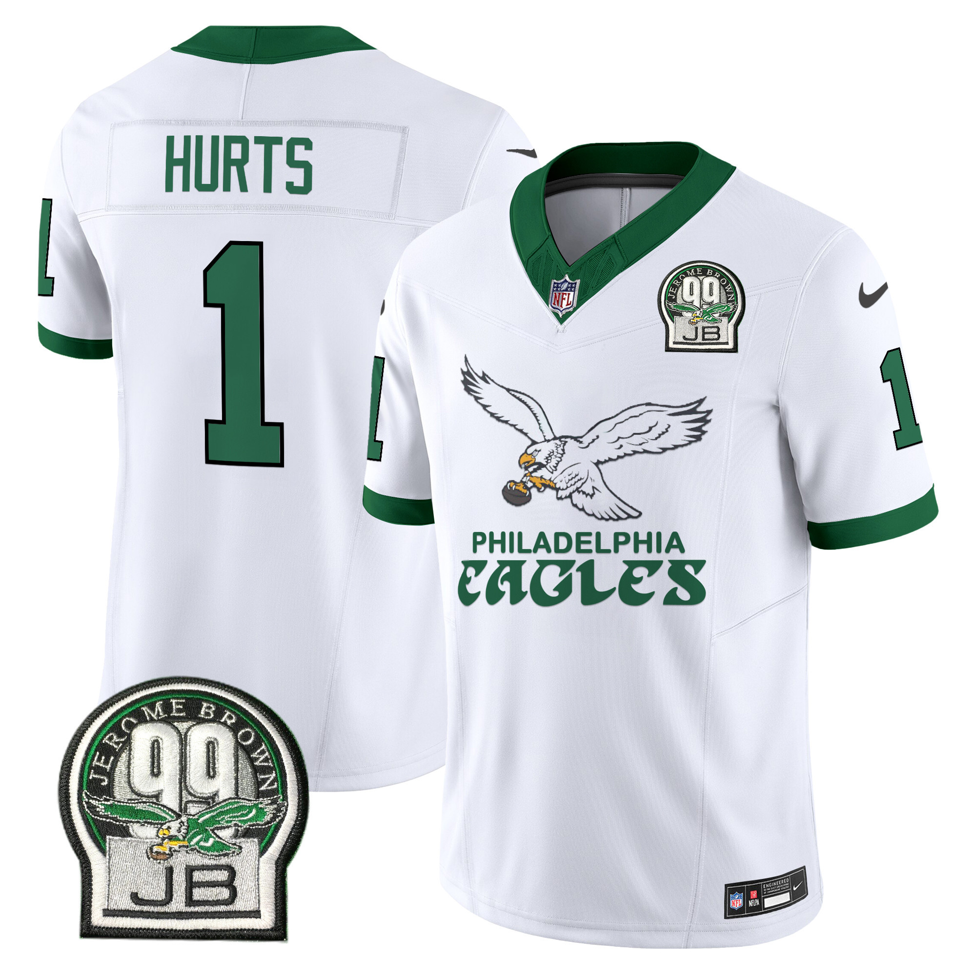 Men's Jalen Hurts Philadelphia Eagles Kelly Green Vapor Limited Kelly White Jersey V5 - All Stitched