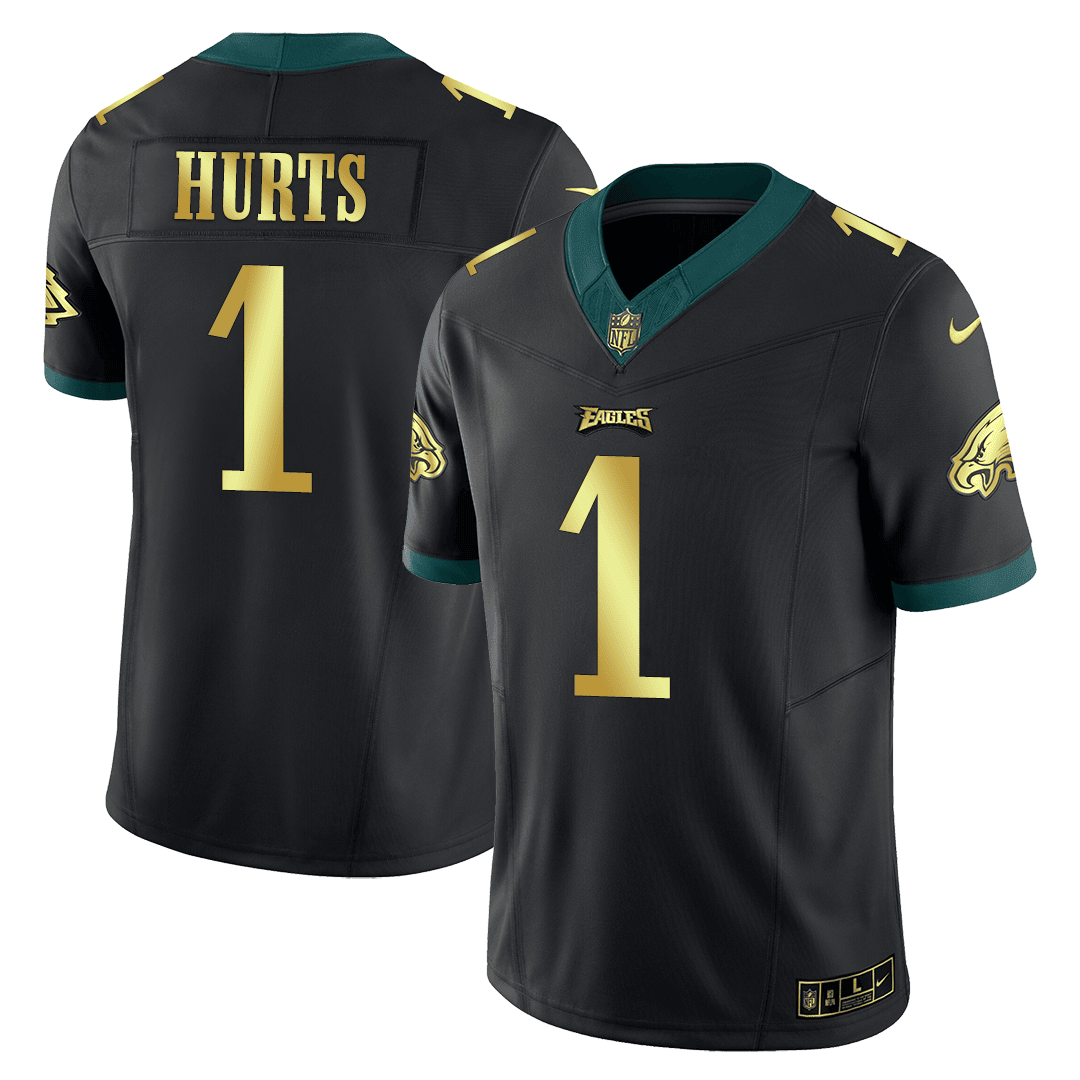 Men's Jalen Hurts Philadelphia Eagles Kobe Bryant Black Gold Black Gold Trim Jersey - All Stitched