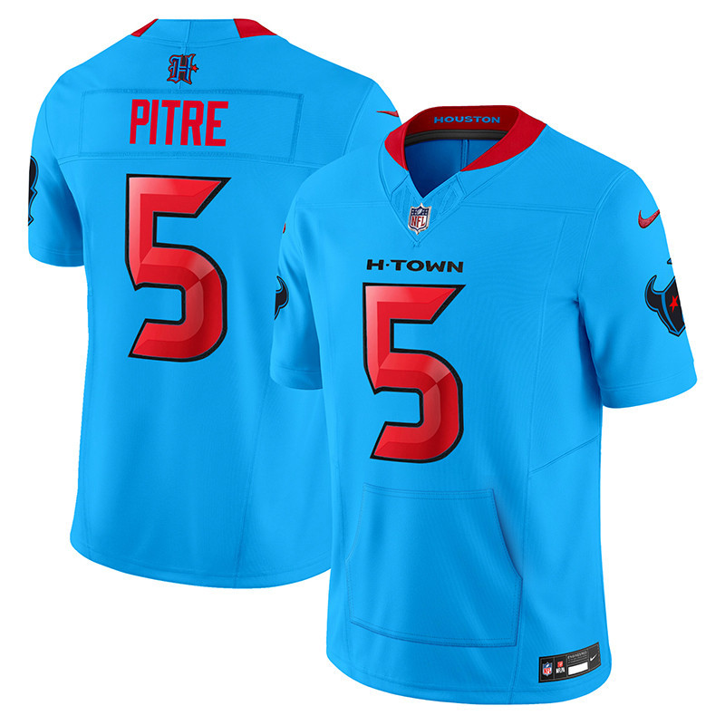 Men's Jalen Pitre Houston Texans 2024 Vapor Hand Warmer Blue Jersey - All Stitched