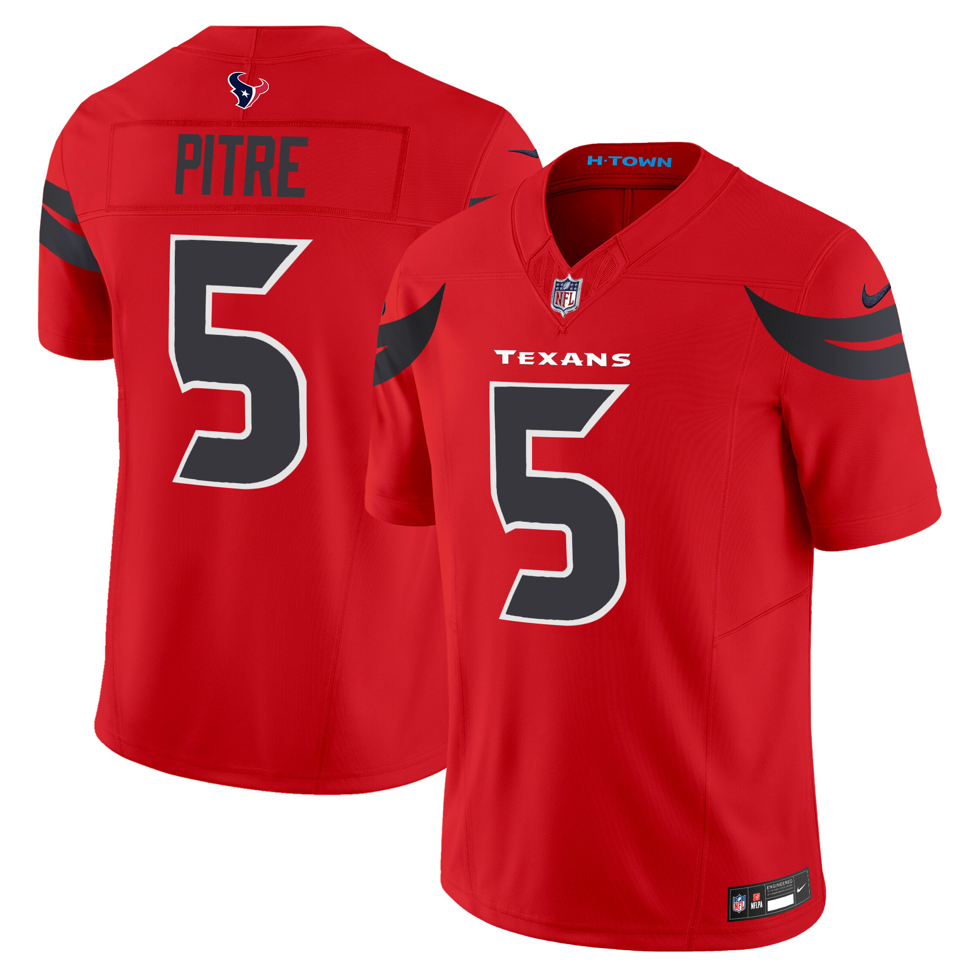 Men's Jalen Pitre Houston Texans 2024 Vapor Limited Blue Red Jersey - All Stitched
