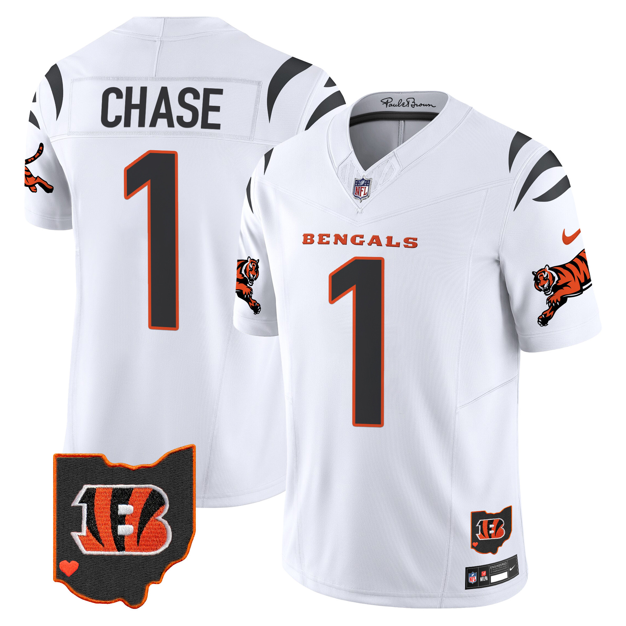Men's Ja'Marr Chase Cincinnati Bengals 2024 Vapor Limited White Jersey - All Stitched