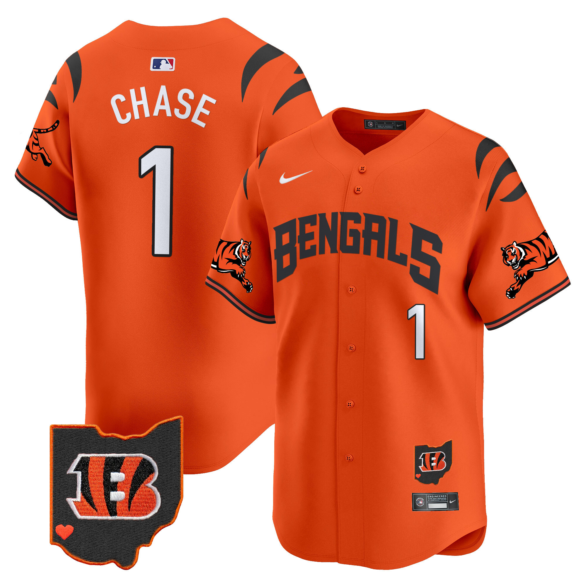 Men's Ja'Marr Chase Cincinnati Bengals Vapor Premier Limited Orange Jersey - All Stitched