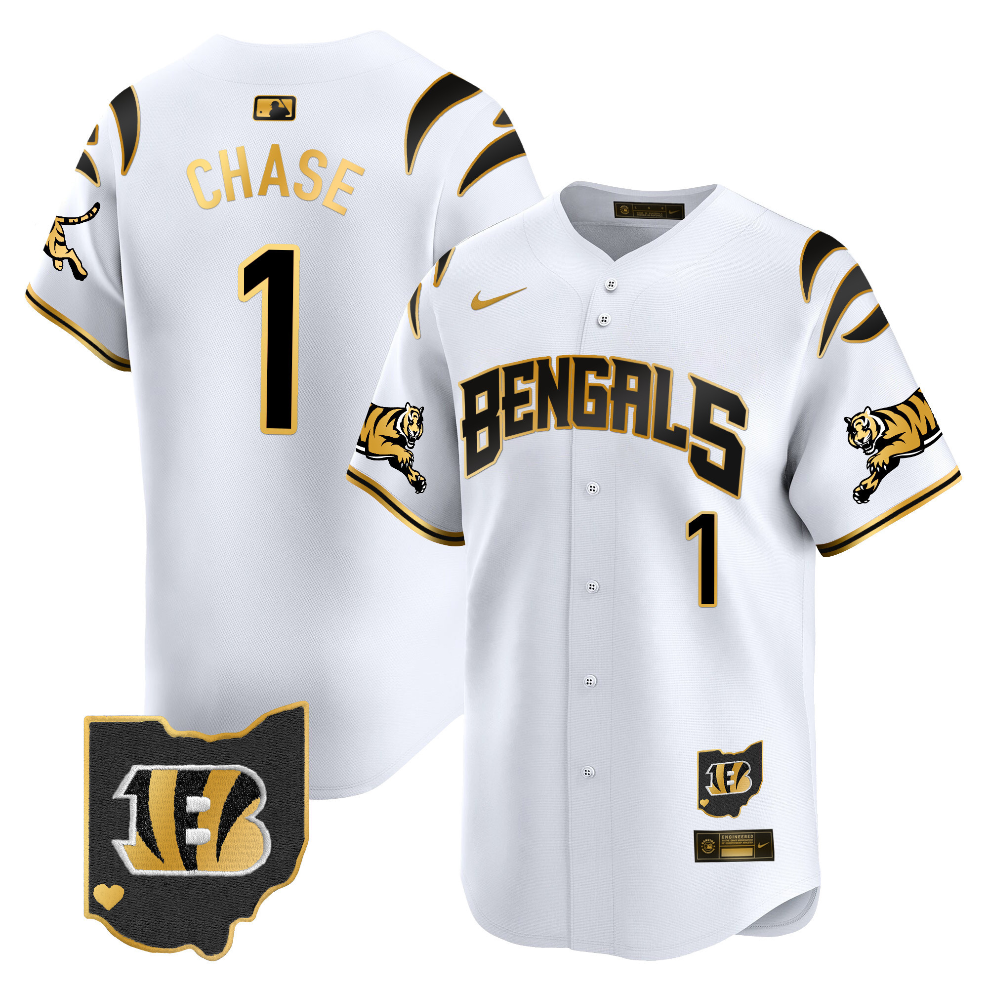 Men's Ja'Marr Chase Cincinnati Bengals Vapor Premier Limited White Gold Jersey - All Stitched