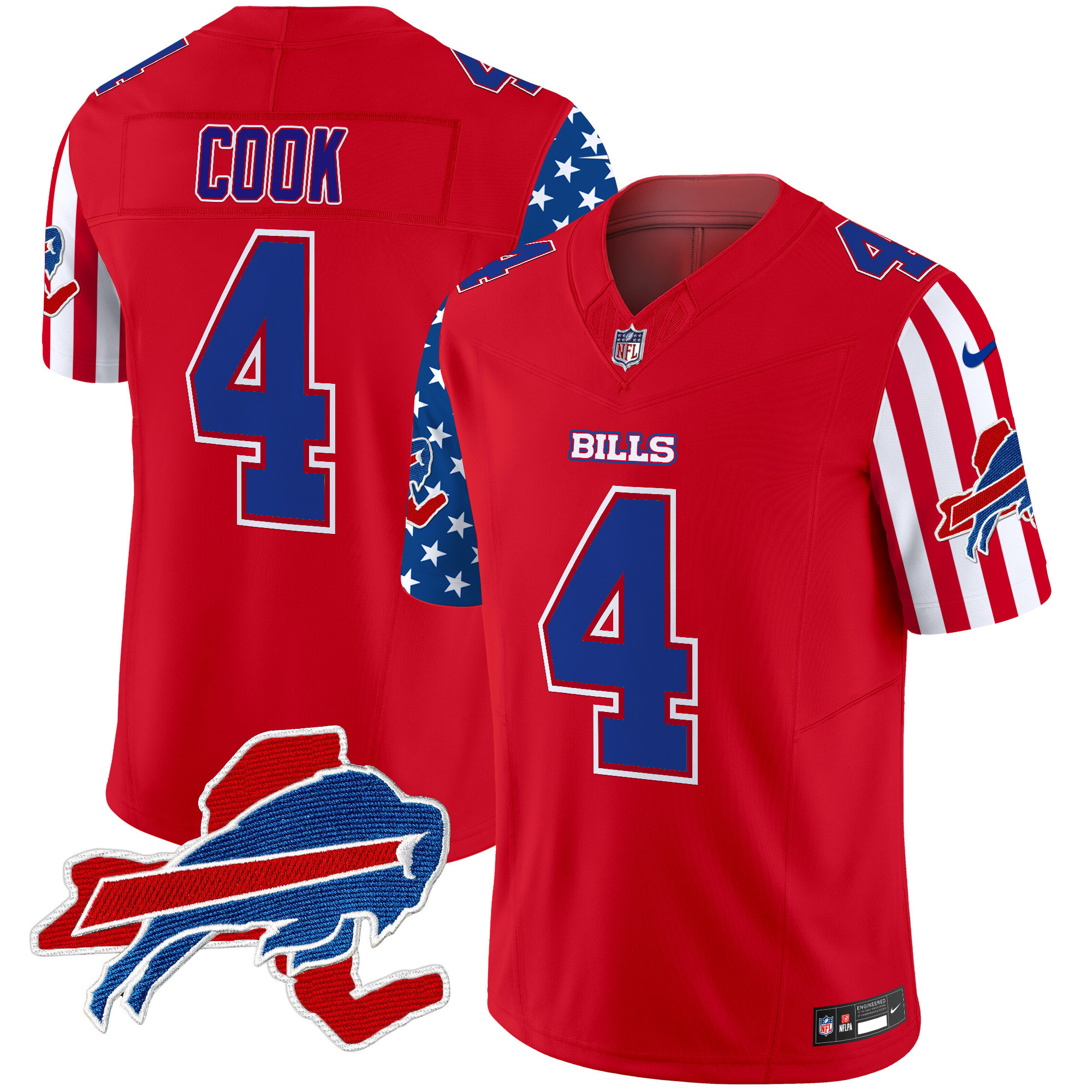 Men's James Cook Buffalo Bills American Style Vapor Limited Red Jersey - All Stitched