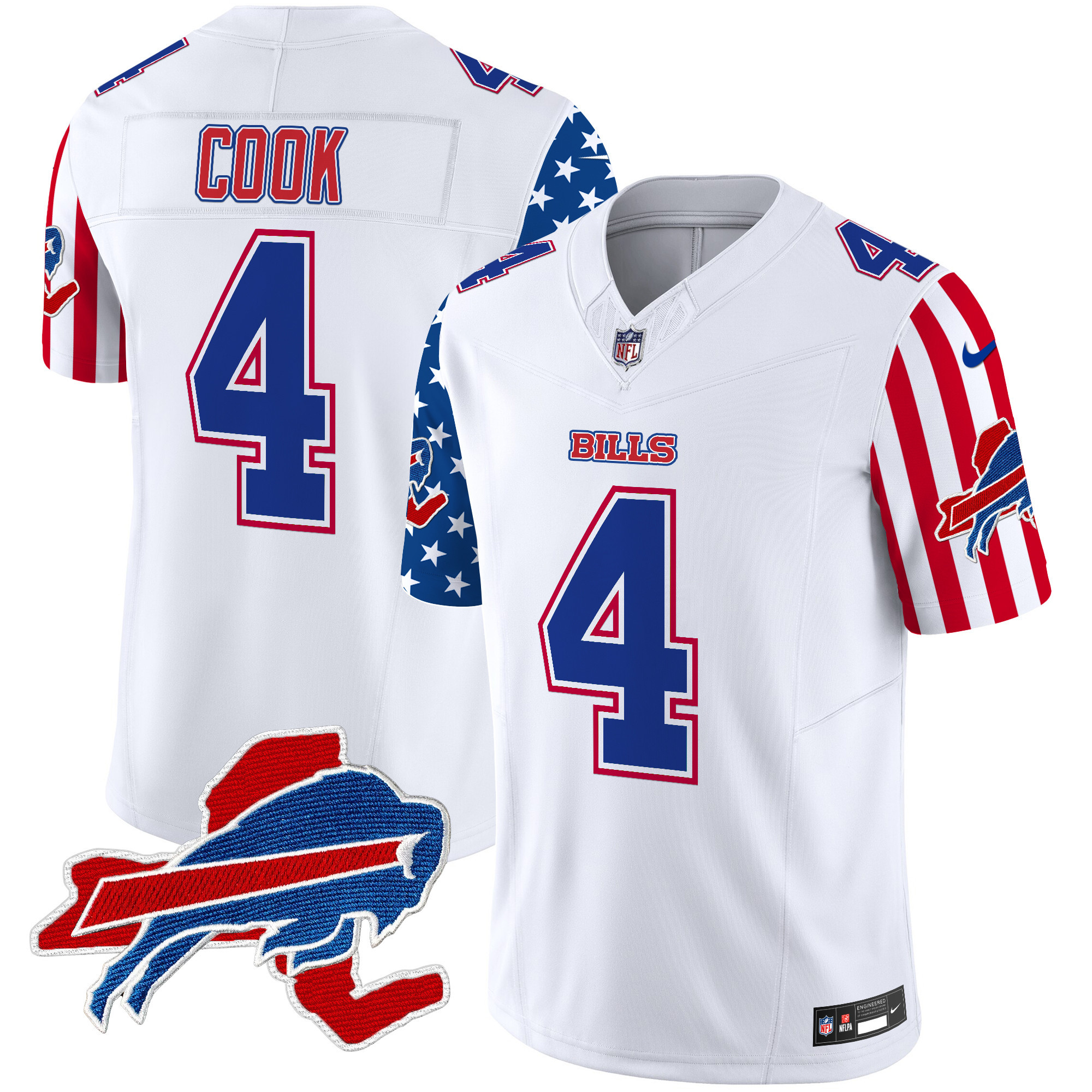 Men's James Cook Buffalo Bills American Style Vapor Limited White Jersey - All Stitched