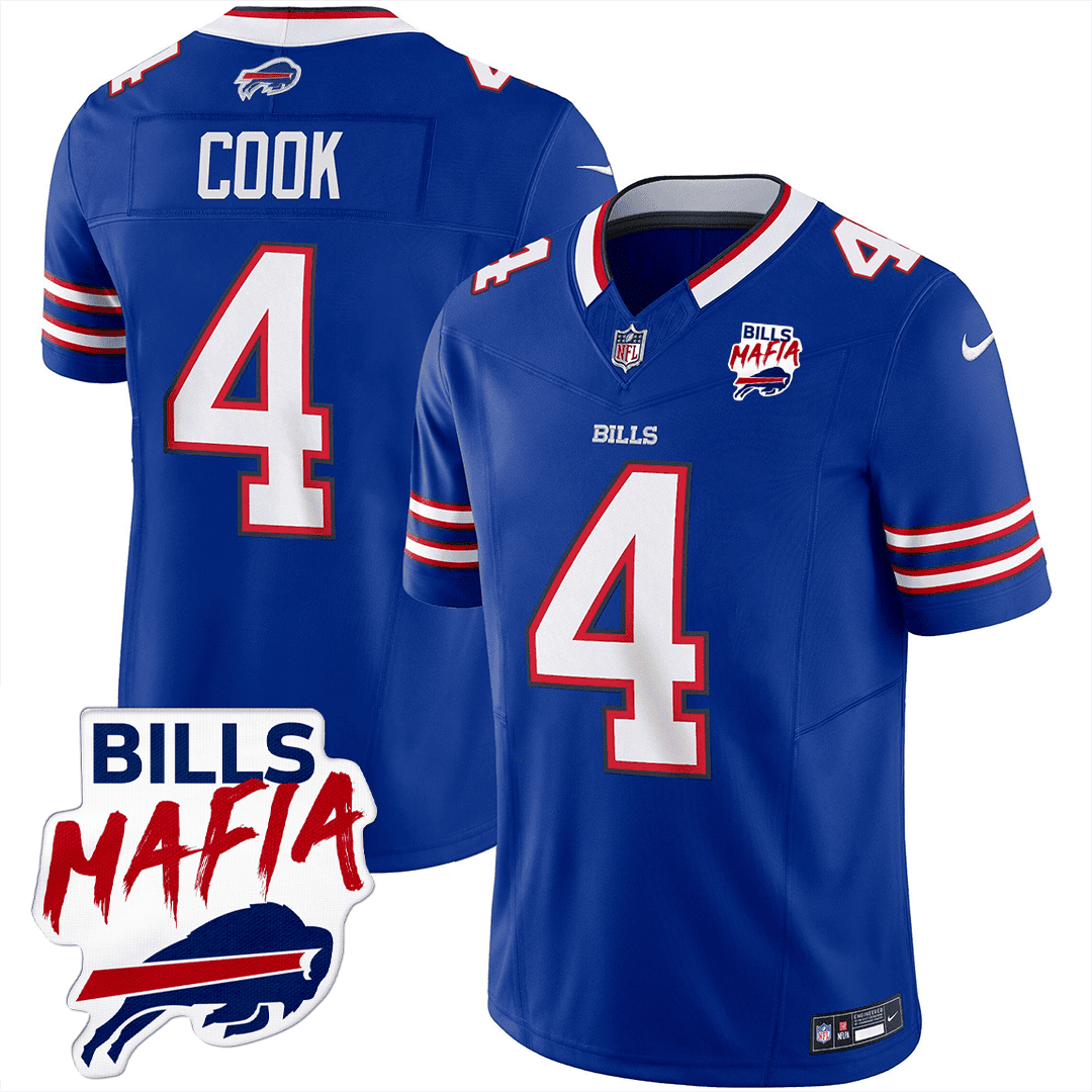 Men's James Cook Buffalo Bills Bills Mafia Patch Limited Royal Blue Jersey - All Stitched