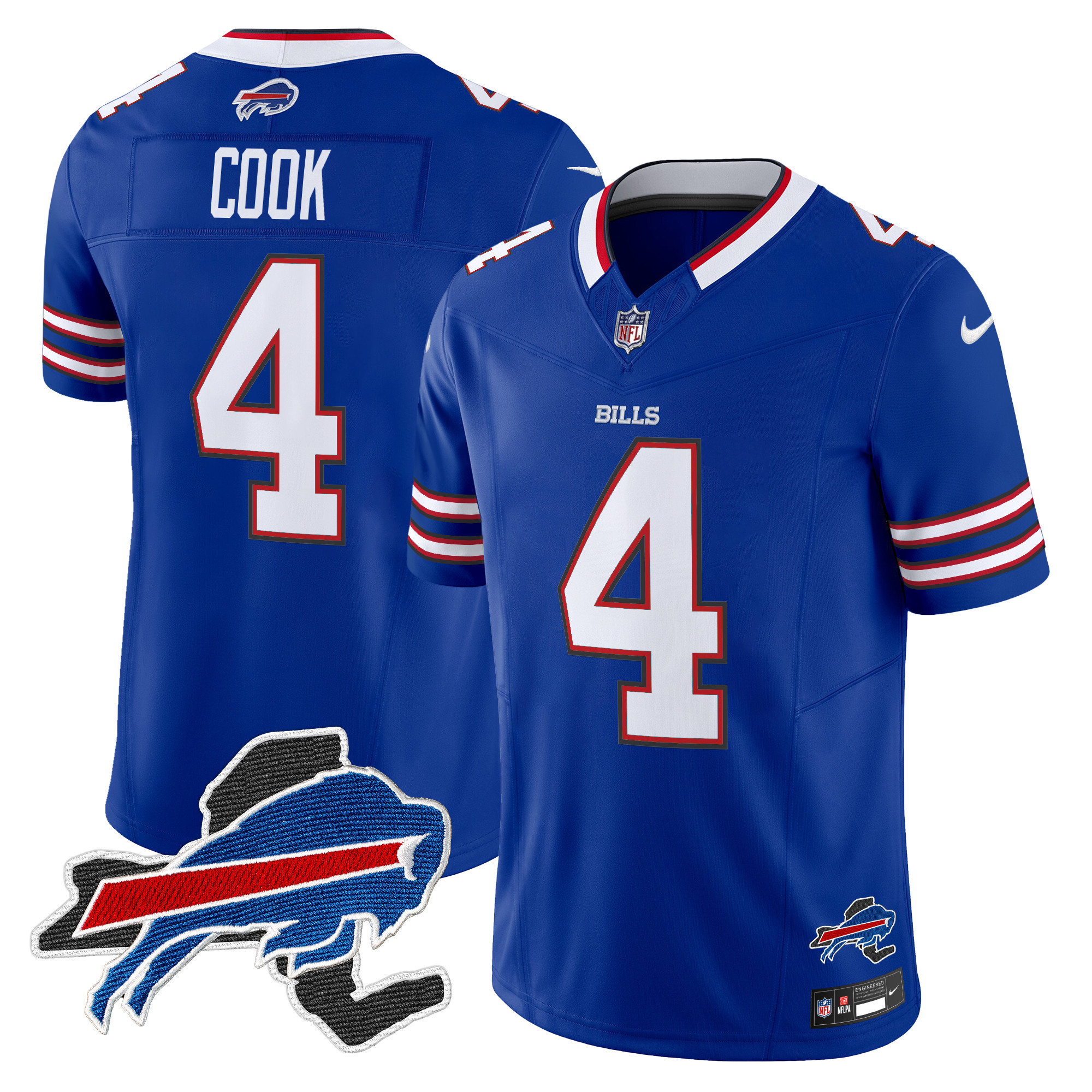 Men's James Cook Buffalo Bills New York Patch Vapor Limited Royal Jersey V3 - All Stitched