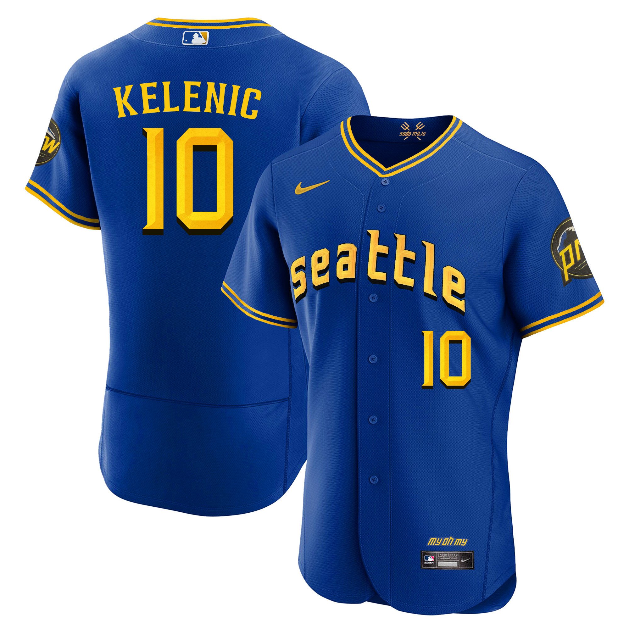 Men's Jarred Kelenic Seattle Mariners 2023 City Connect Fan Made Edition Flex Base Jersey - All Stitched