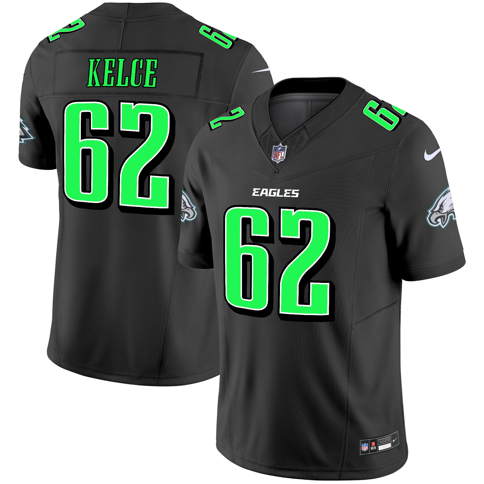 Men's Jason Kelce Philadelphia Eagles 2024 Practice Vapor Limited Black Jersey - All Stitched