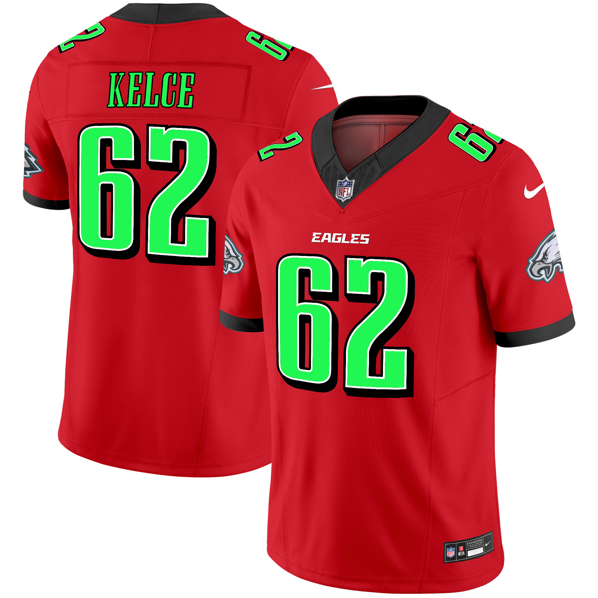 Men's Jason Kelce Philadelphia Eagles 2024 Practice Vapor Limited Red Jersey - All Stitched