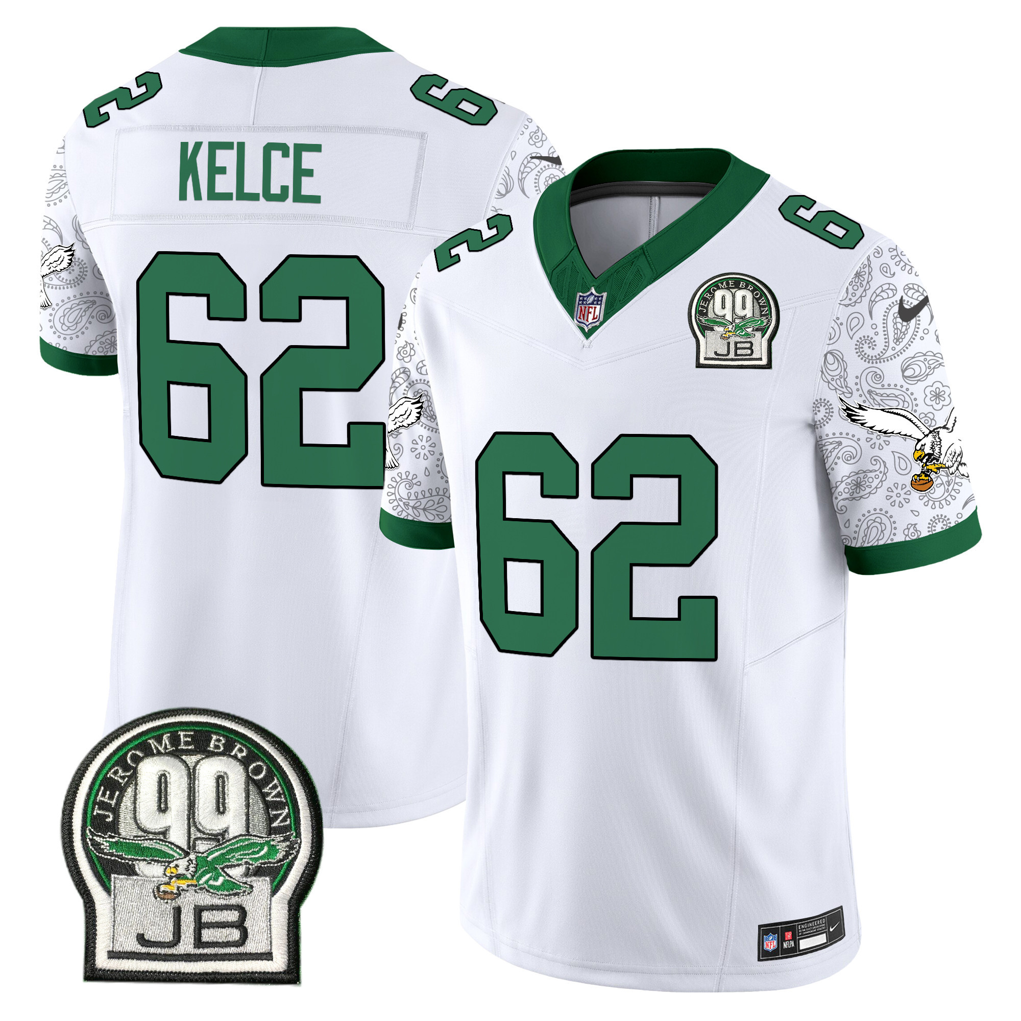 Men's Jason Kelce Philadelphia Eagles Kelly Green Vapor Limited Kelly White Jersey V4 - All Stitched