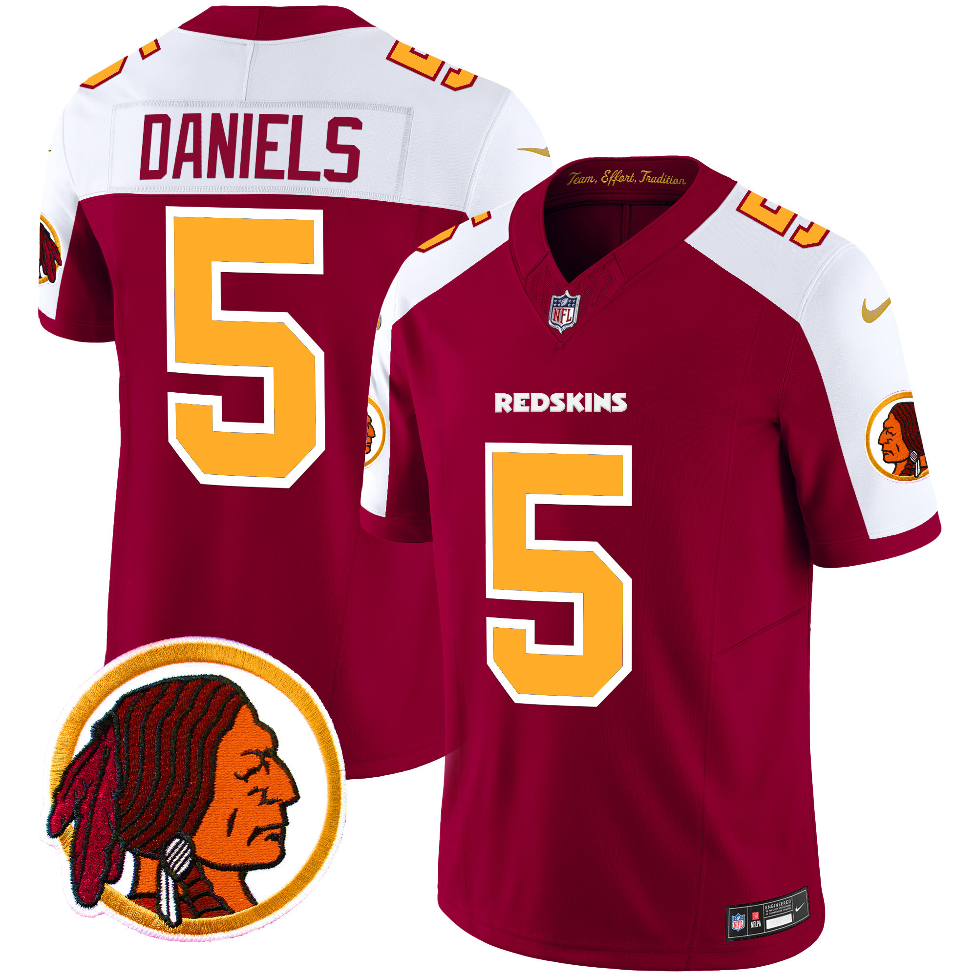 Men's Jayden Daniels Washington Redskins Throwback Vapor Limited Burgundy Alternate Jersey V2 - All Stitched