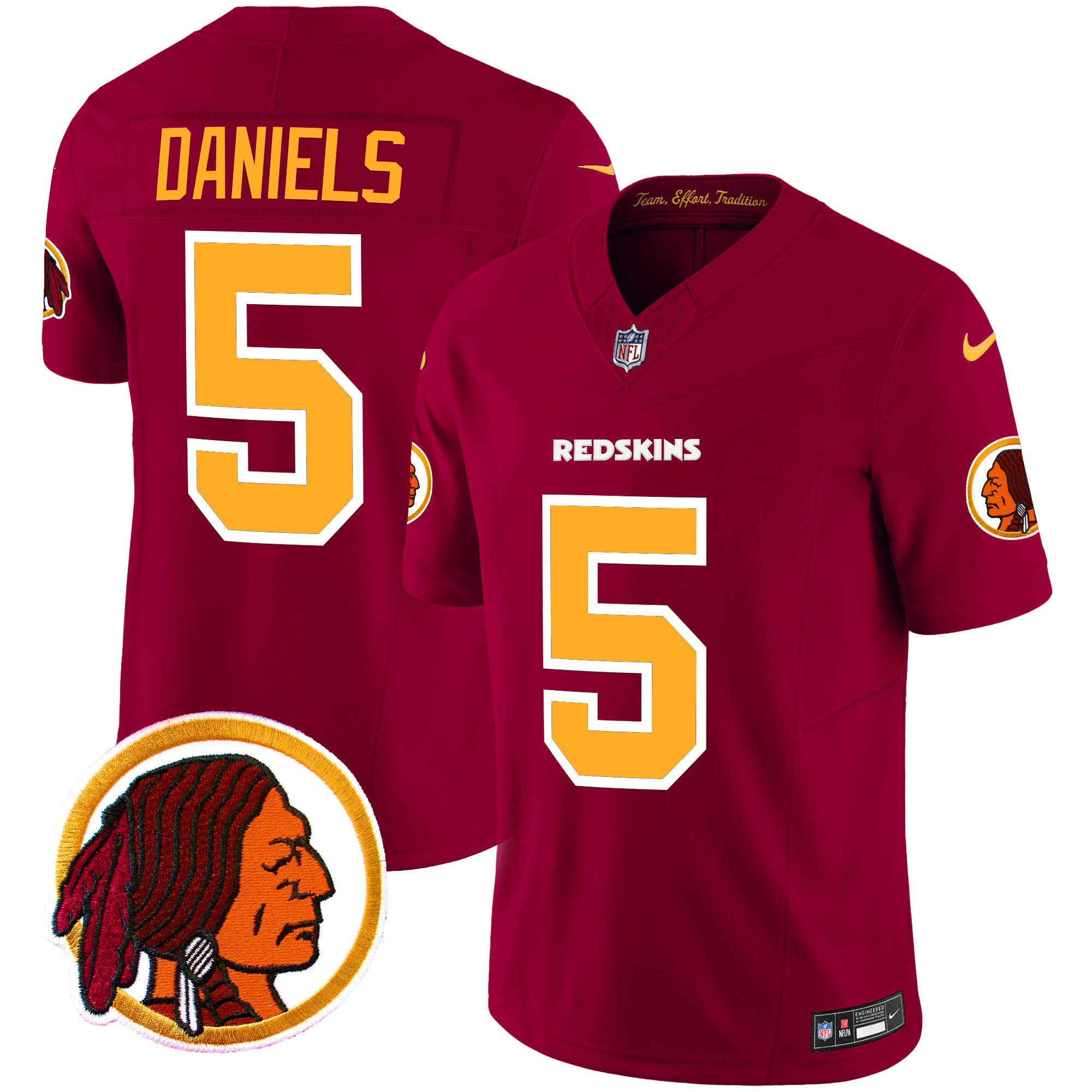 Men's Jayden Daniels Washington Redskins Throwback Vapor Limited Burgundy Jersey V2 - All Stitched