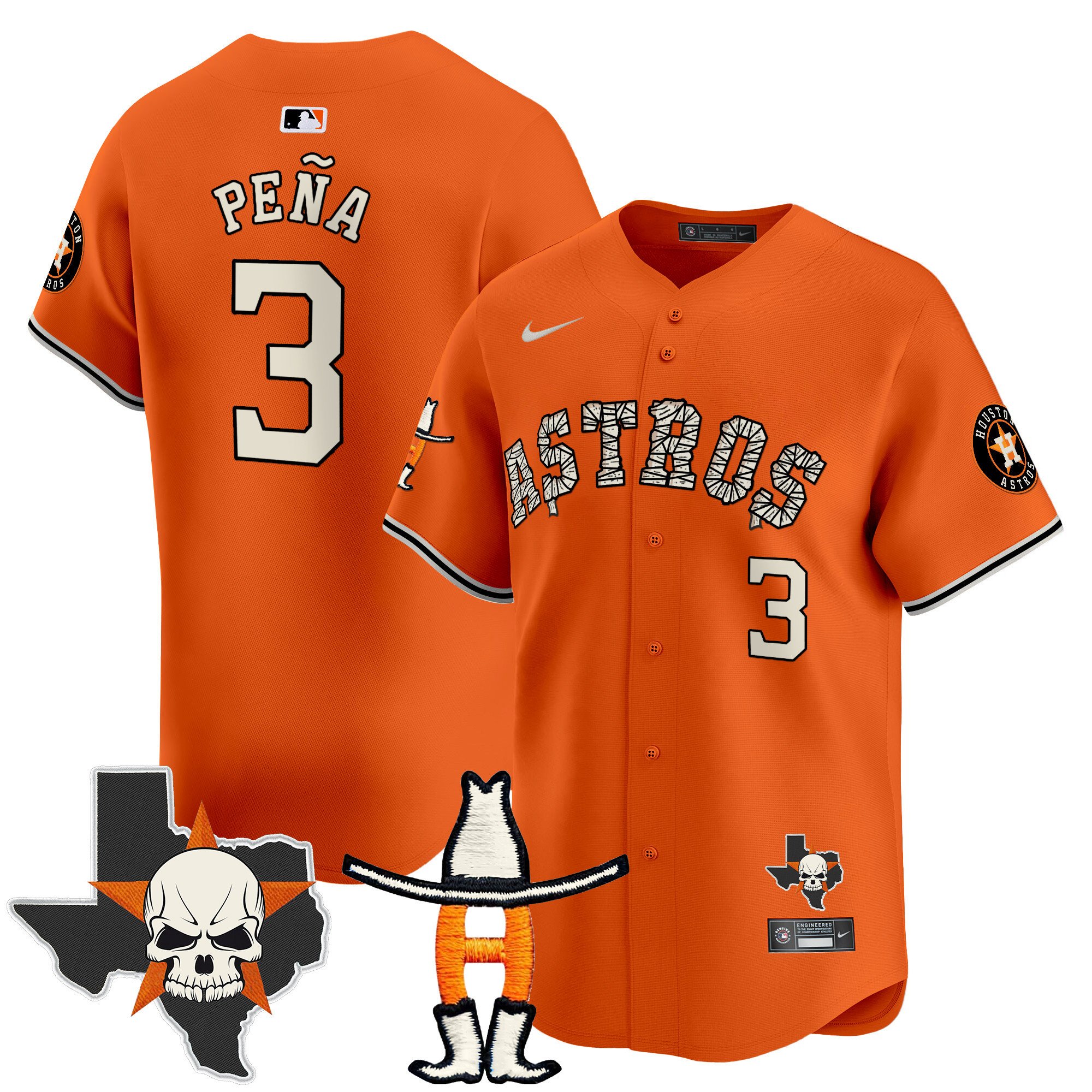 Men's Jeremy Pena Houston Astros Halloween Vapor Premier Limited Orange Jersey - All Stitched