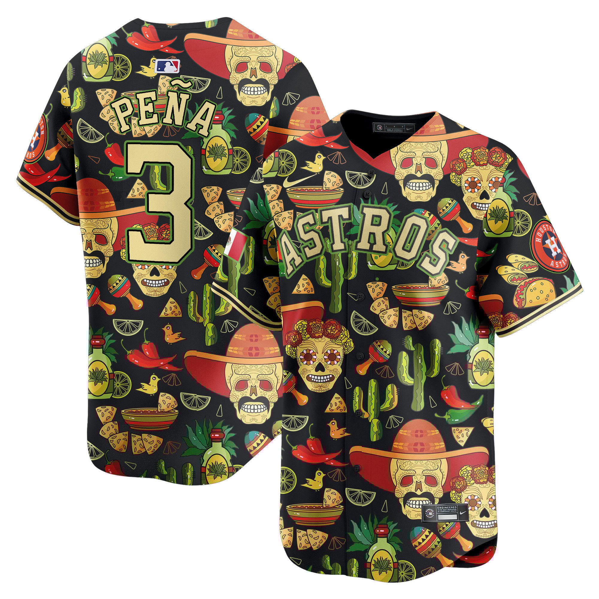 Men's Jeremy Pena Houston Astros Mexico Cinco De Mayo Vapor Premier Limited Black Jersey - Printed